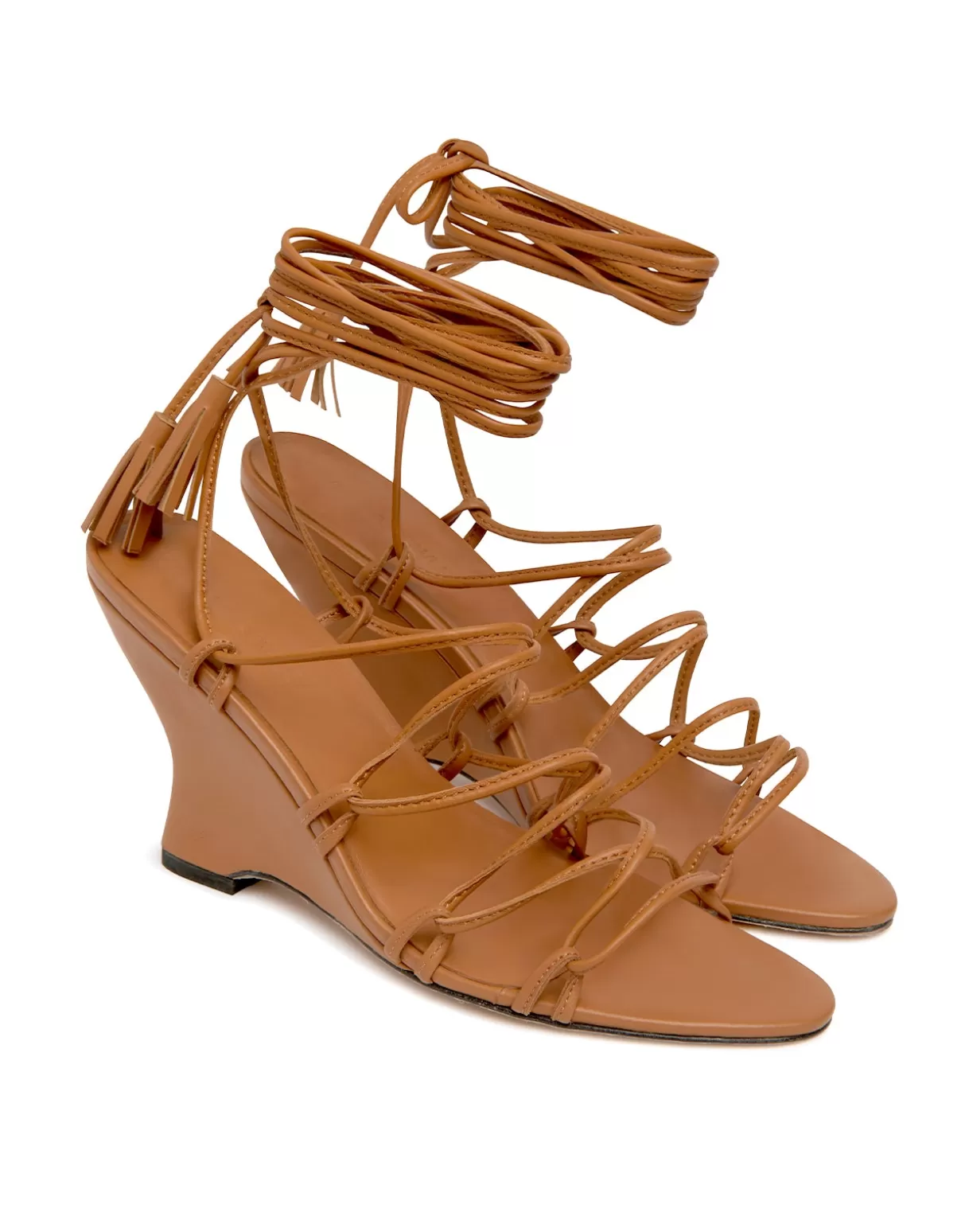 Shoes | Accessories-Cynthia Rowley All Tied Up Wedges CAMEL