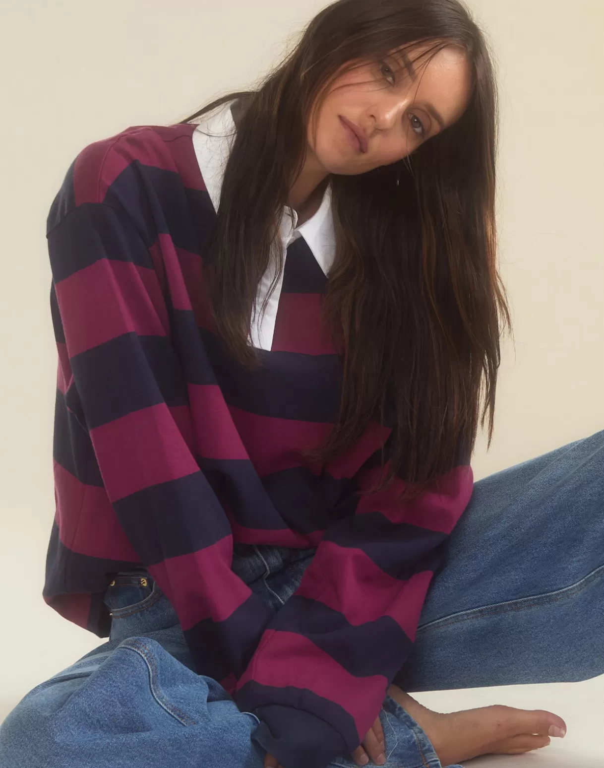 Tops-Cynthia Rowley Ardie Striped Rugby Shirt NABUR