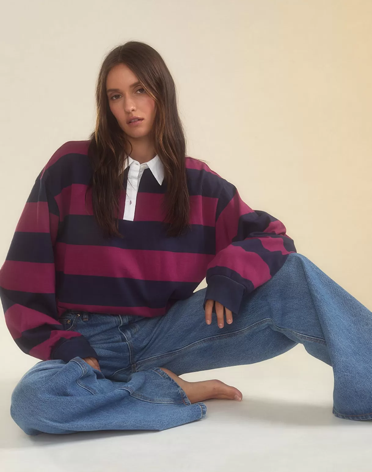 Tops-Cynthia Rowley Ardie Striped Rugby Shirt NABUR