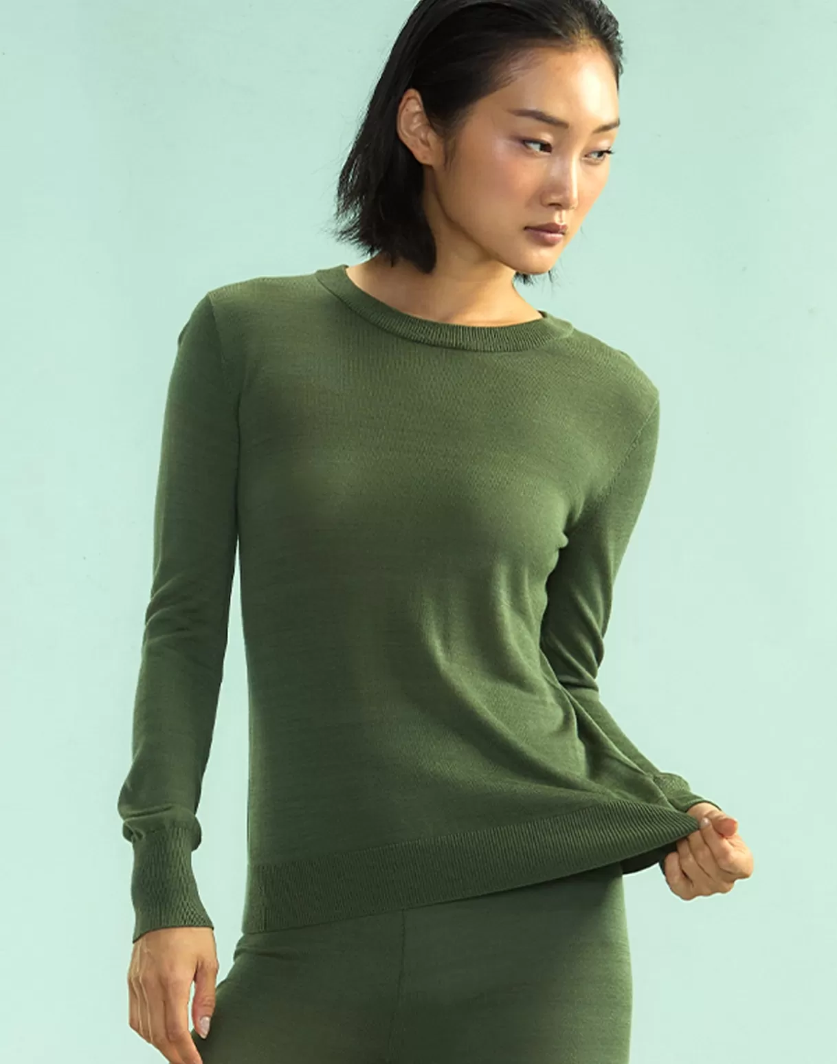 Snow-Cynthia Rowley Aspen Crewneck Knit Top DRKGR