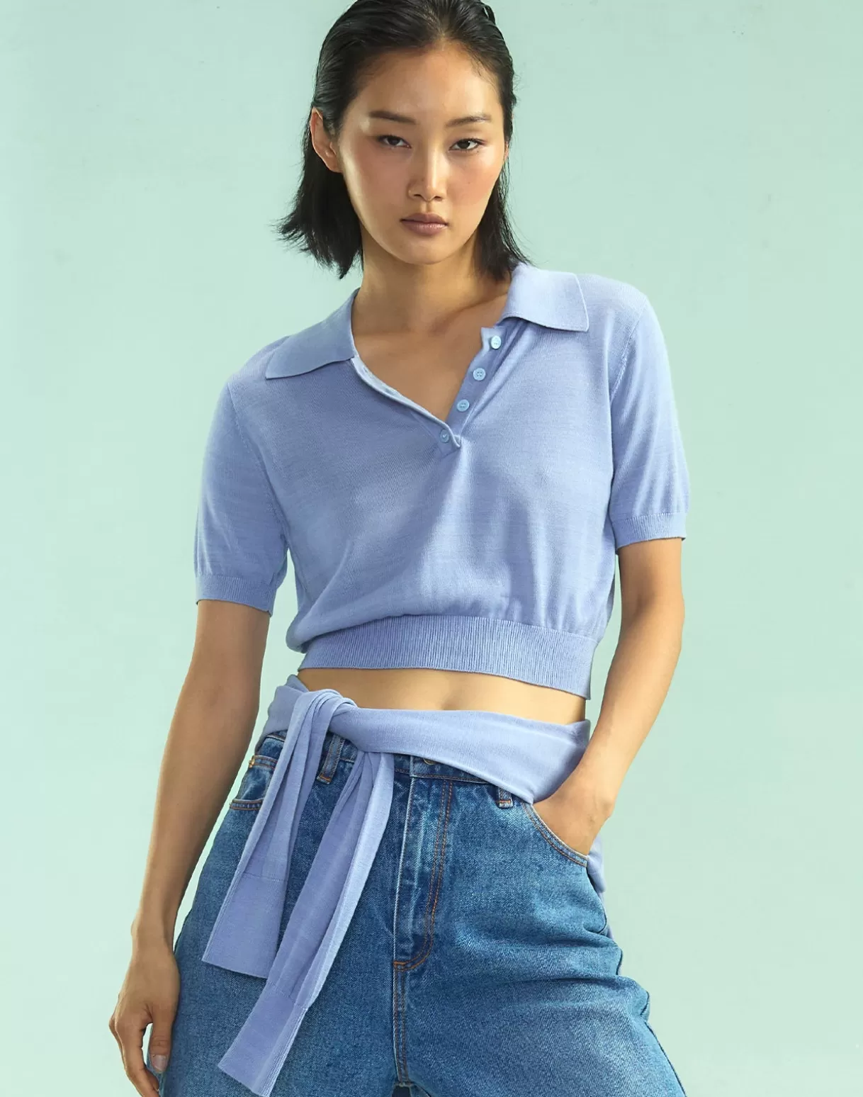 Snow-Cynthia Rowley Aspen Knit Polo PRWKL