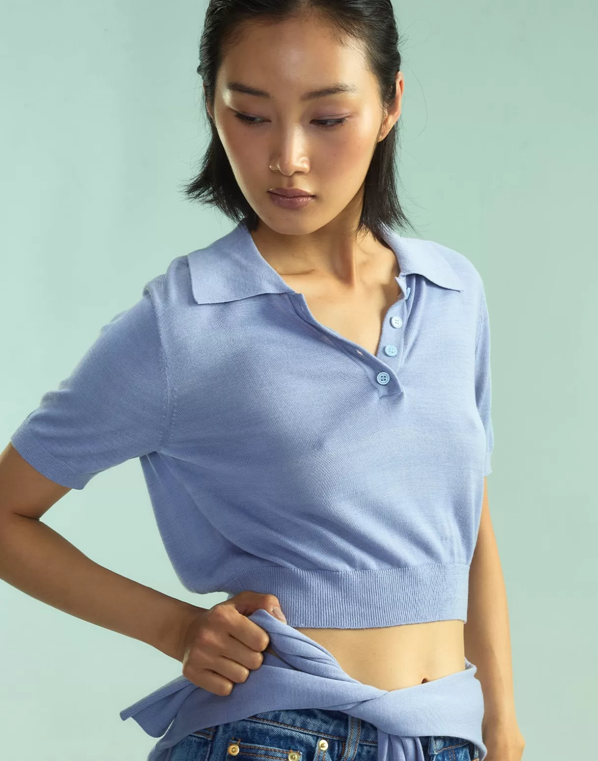 Snow-Cynthia Rowley Aspen Knit Polo PRWKL