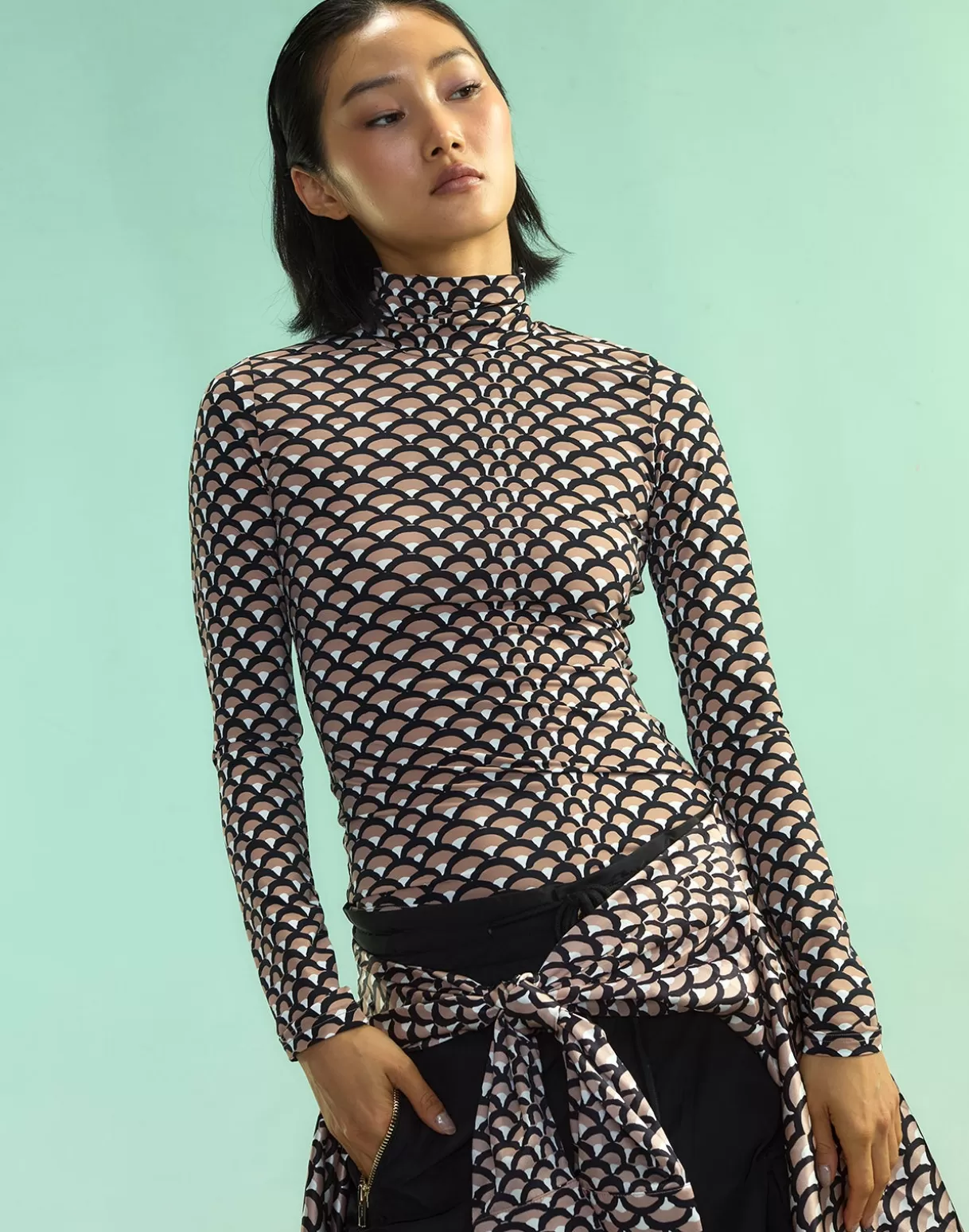 Snow | Tops-Cynthia Rowley Base Layer Turtleneck BLKCML