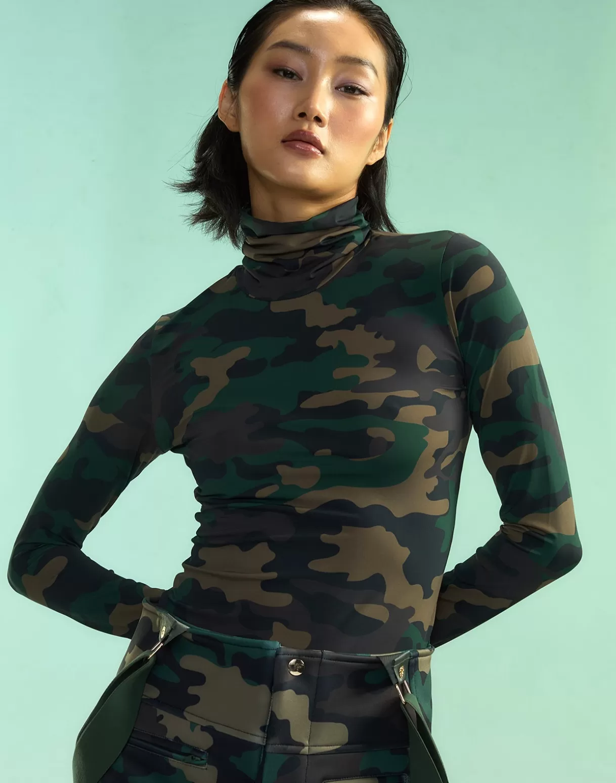 Snow | Tops-Cynthia Rowley Base Layer Turtleneck GRNCAM