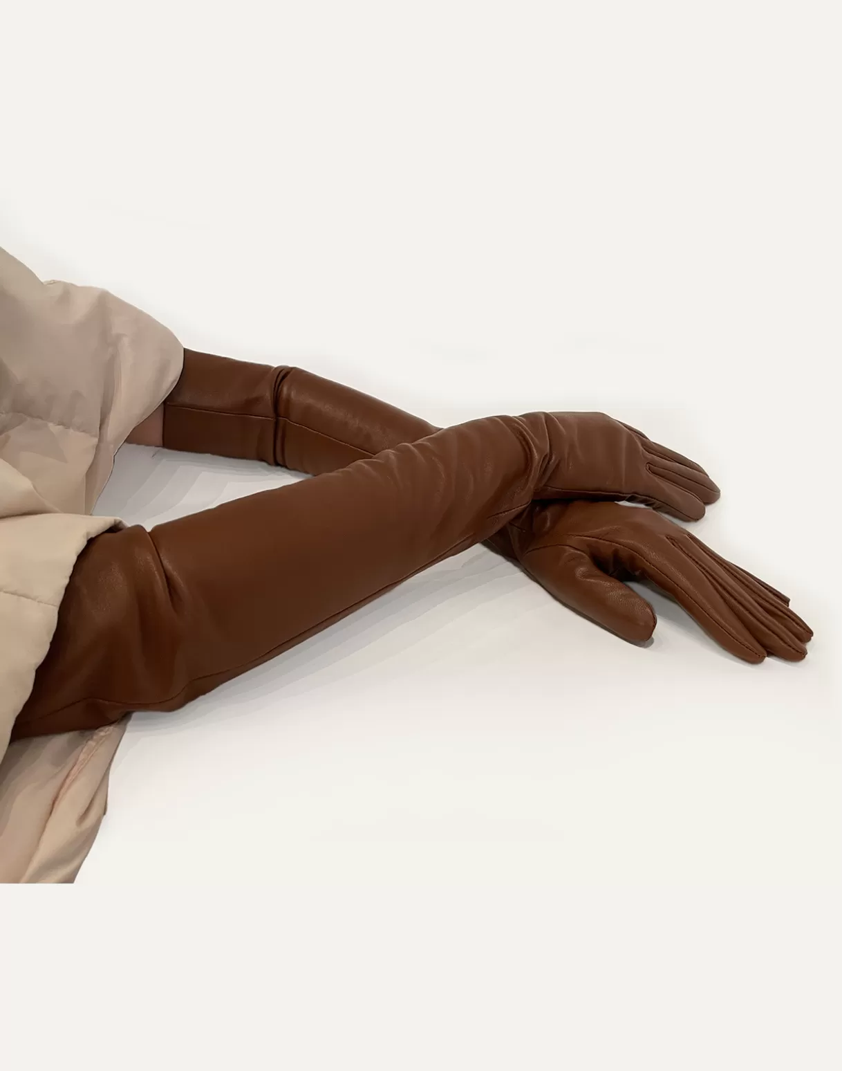 Accessories | Accessories-Cynthia Rowley Bea Long Leather Gloves Brown