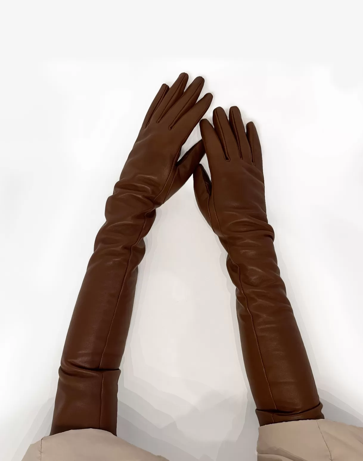 Accessories | Accessories-Cynthia Rowley Bea Long Leather Gloves Brown