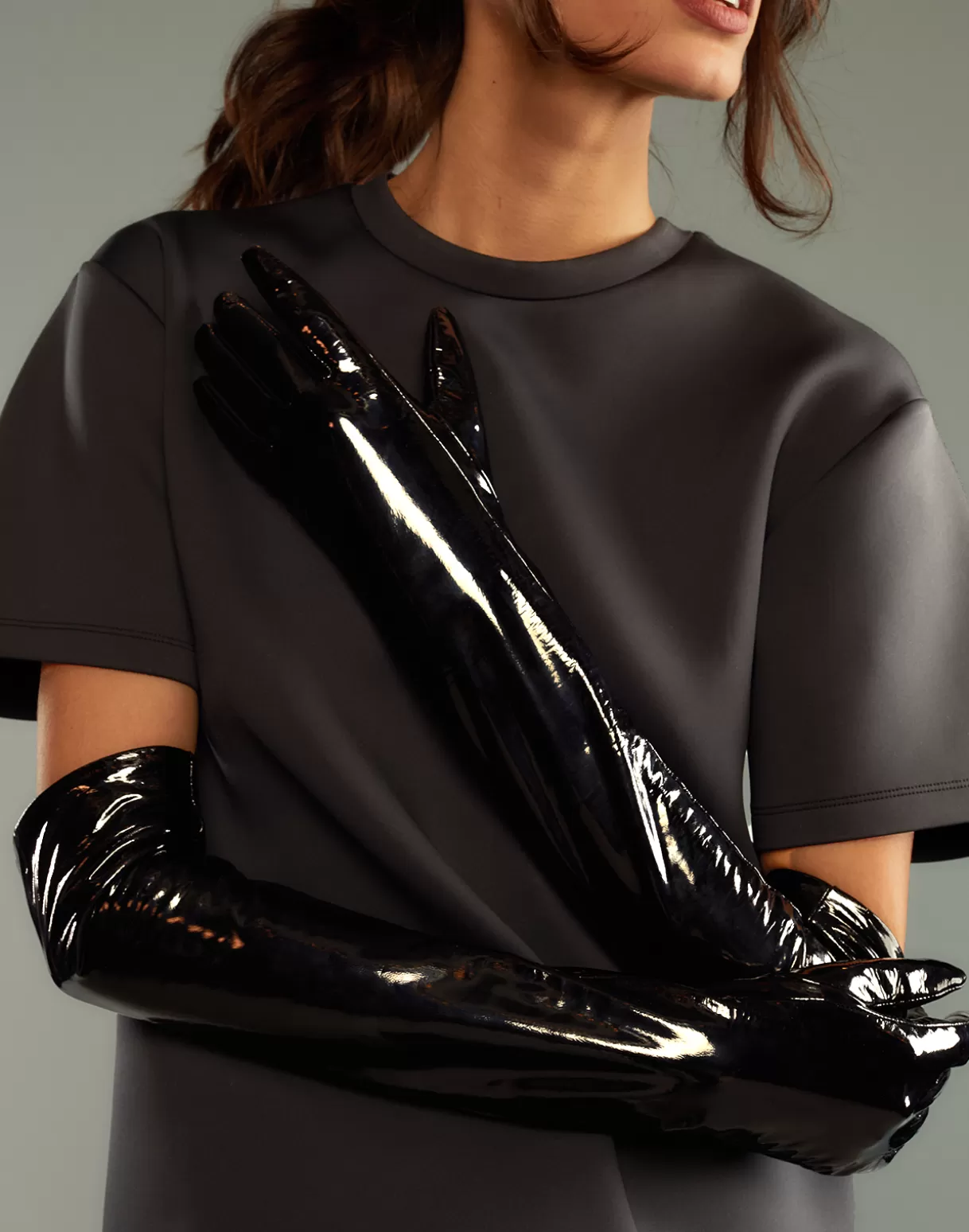 Accessories | Accessories-Cynthia Rowley Bea Long Patent Leather Gloves BLACK