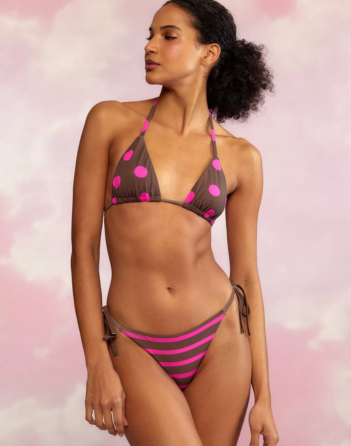 Surf & Swim-Cynthia Rowley Becca String Bikini Bottom BRWPNK