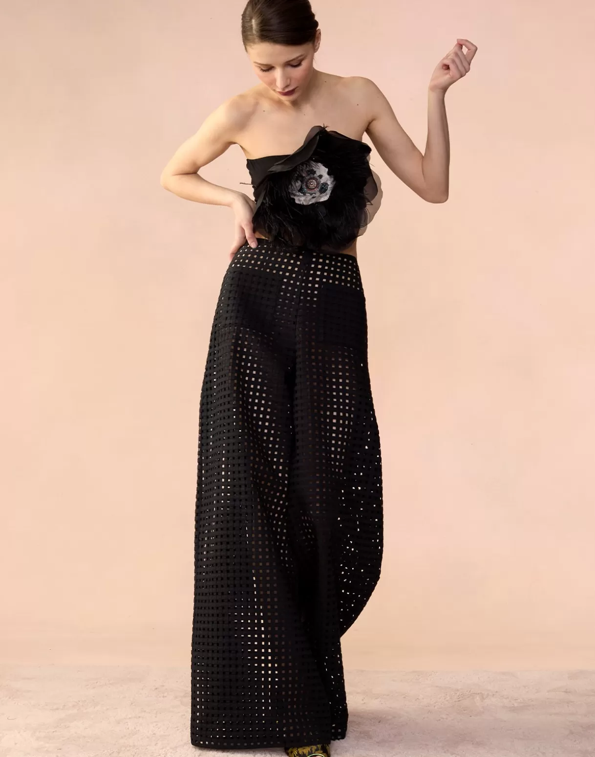 Bottoms-Cynthia Rowley Birdcage Pants BLACK