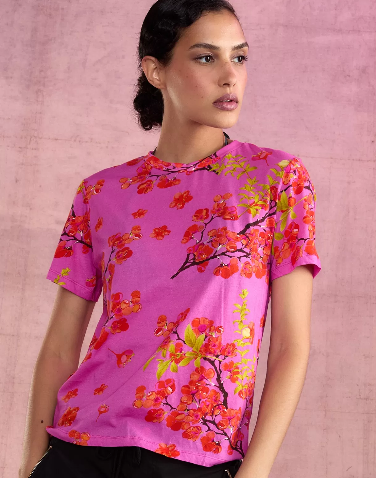 Tops-Cynthia Rowley Bloom Tee PNKCHR