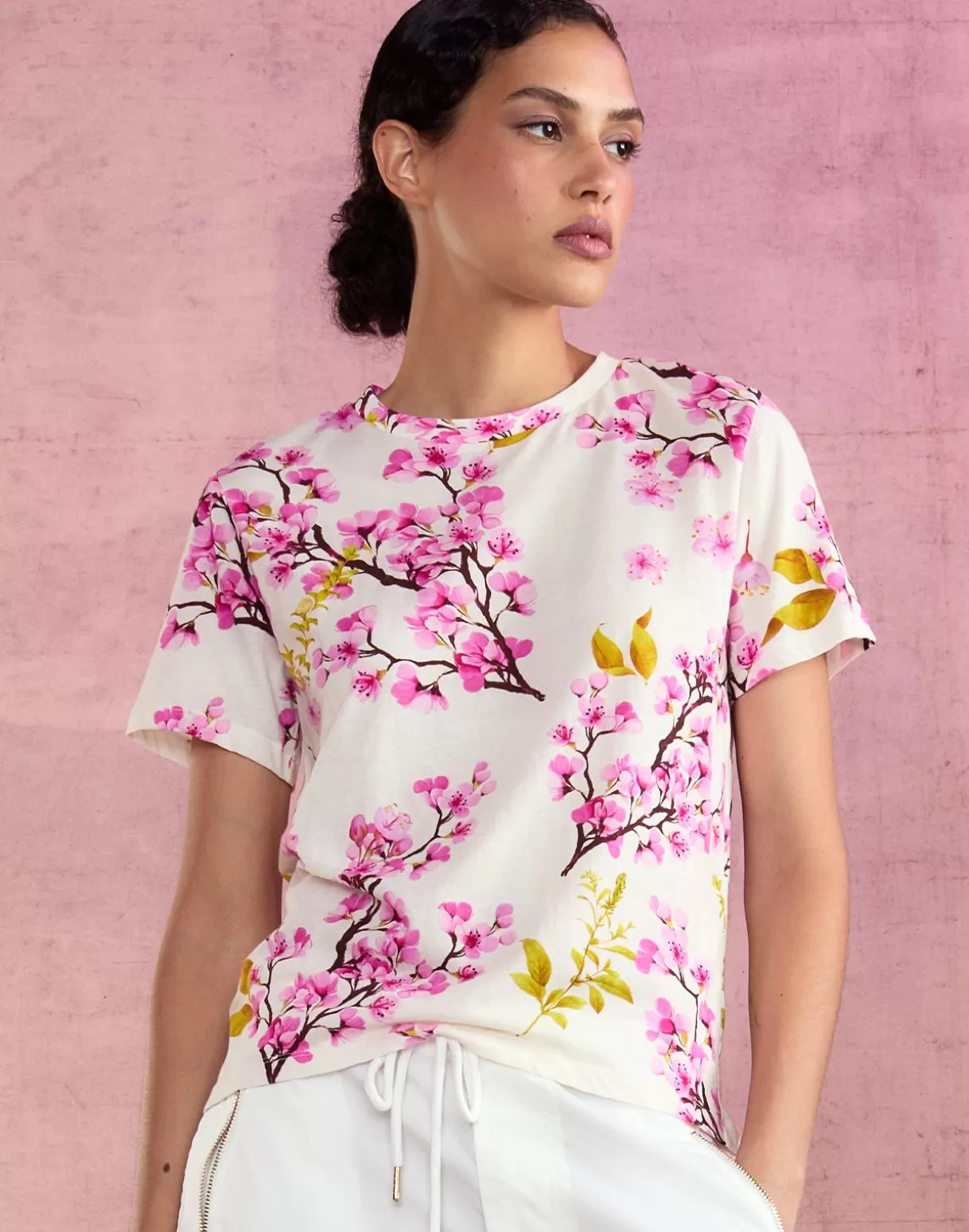 Tops-Cynthia Rowley Bloom Tee WHTCHR