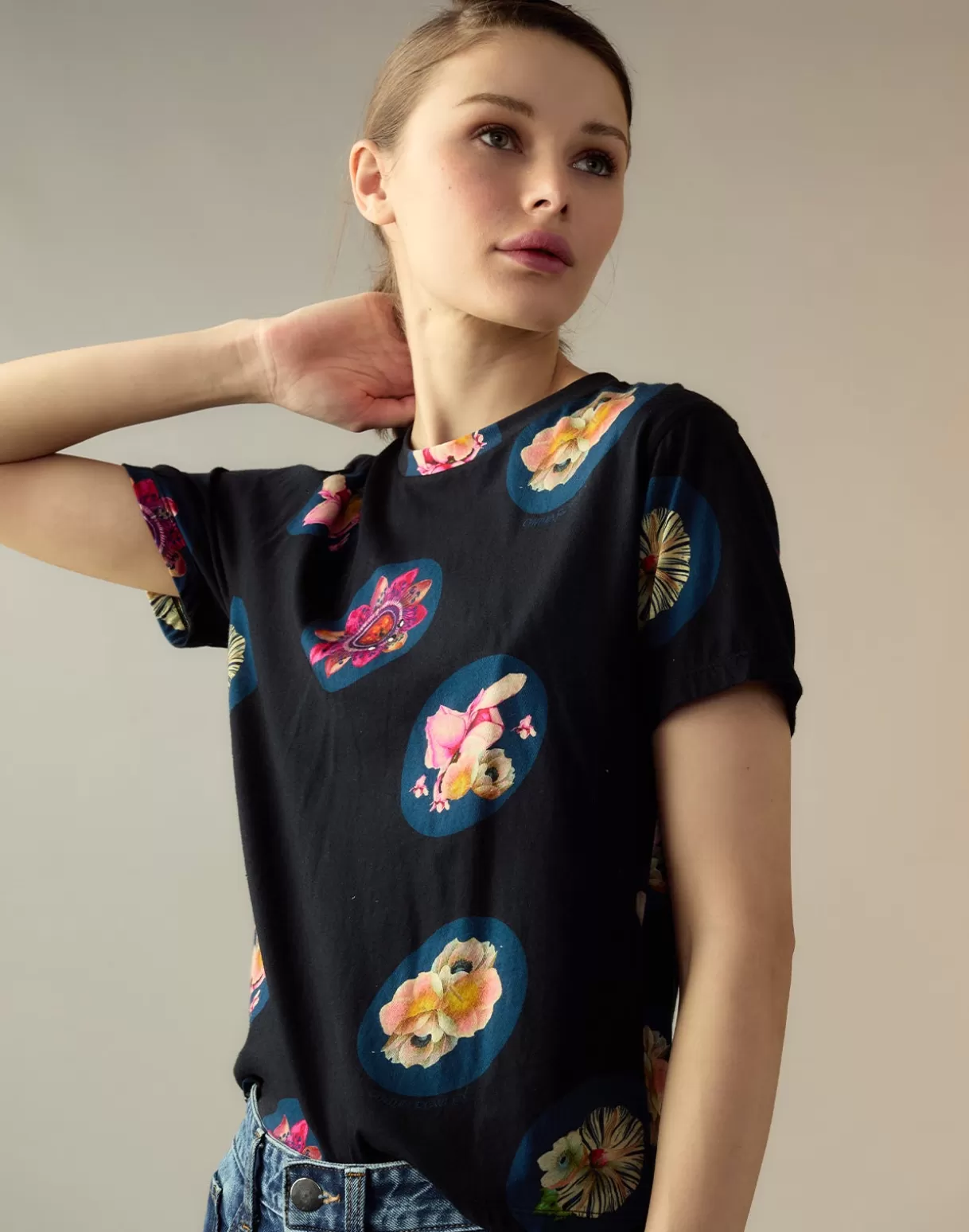 Tops-Cynthia Rowley Bloom Tee BLKMT