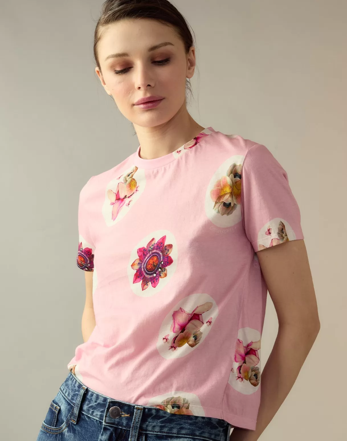 Tops-Cynthia Rowley Bloom Tee PNKMT