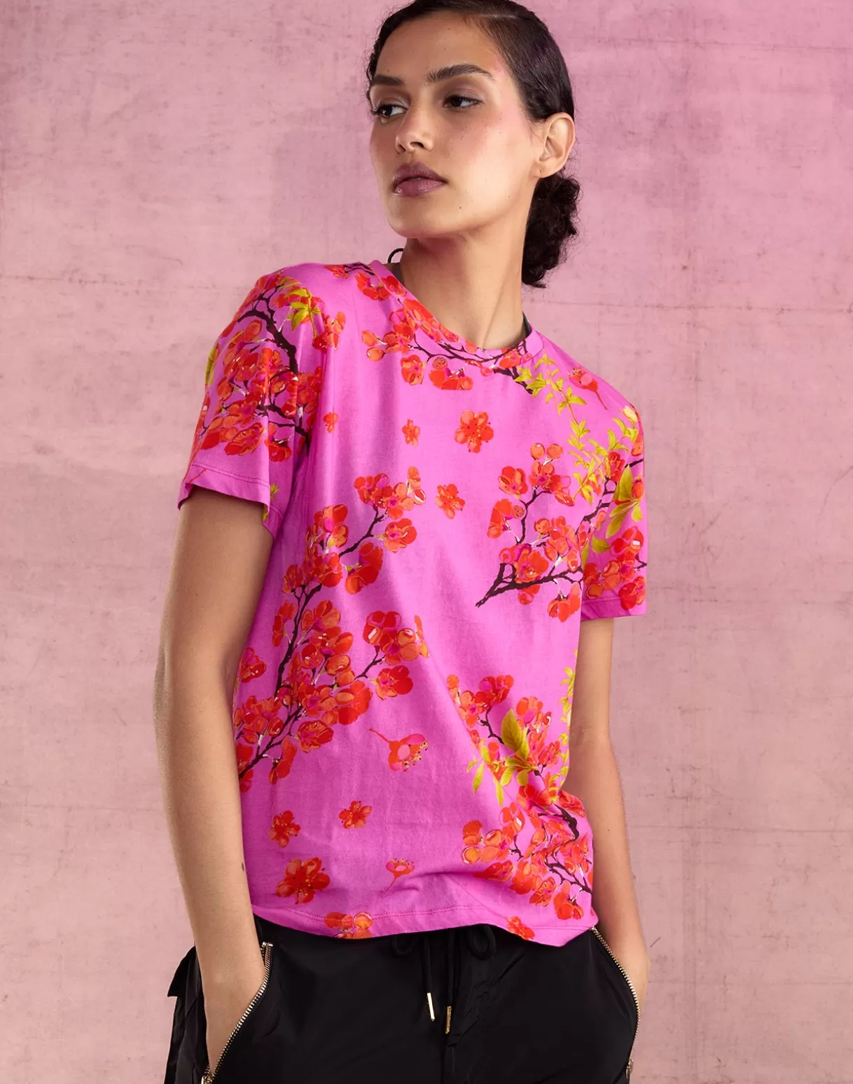 Tops-Cynthia Rowley Bloom Tee PNKCHR