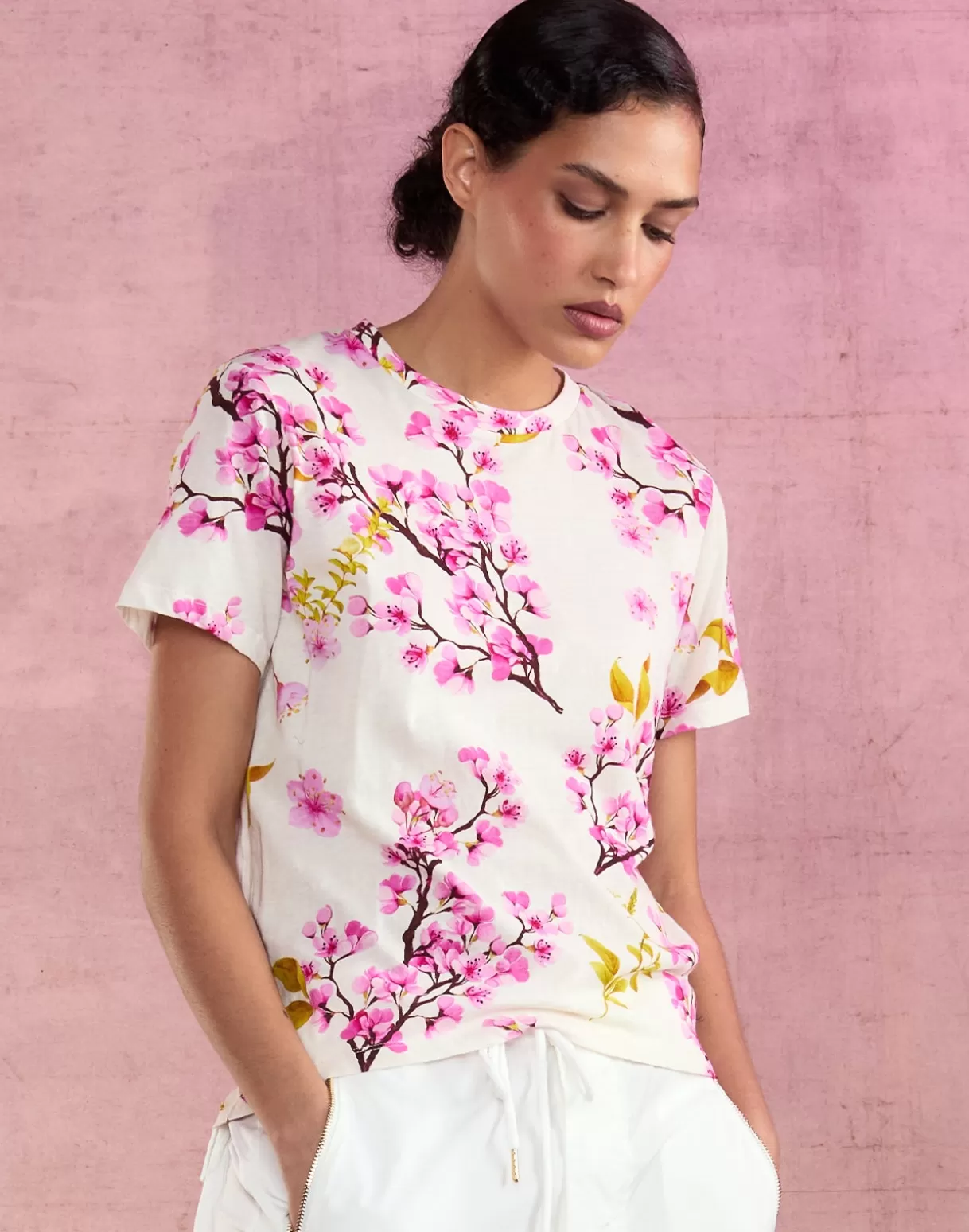 Tops-Cynthia Rowley Bloom Tee WHTCHR
