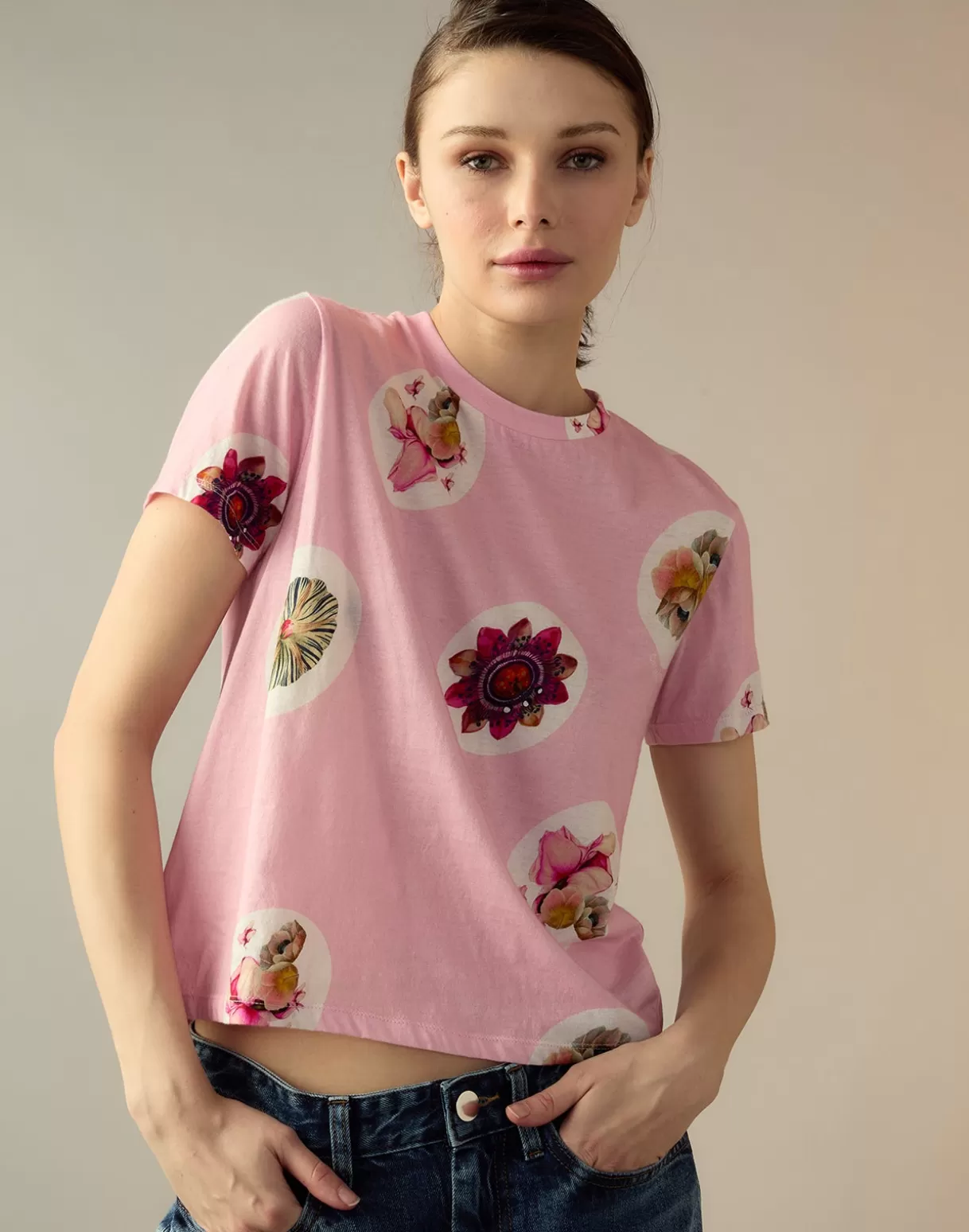 Tops-Cynthia Rowley Bloom Tee PNKMT