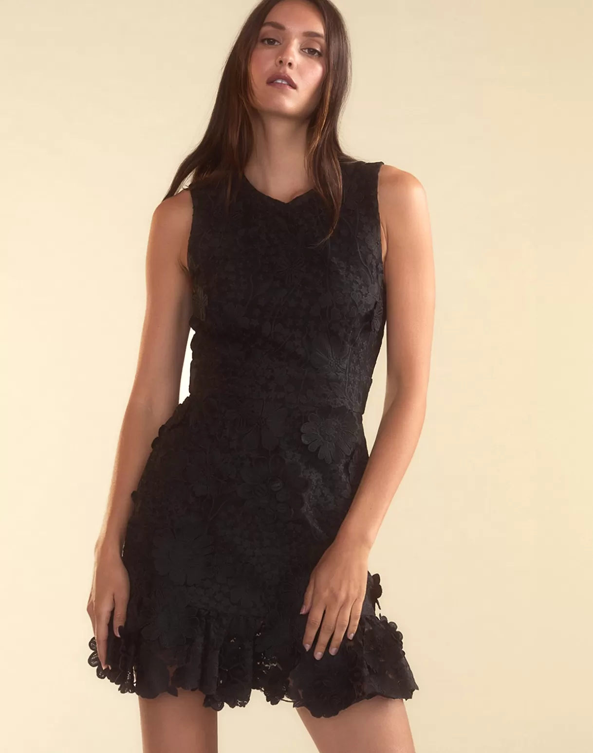 Dresses-Cynthia Rowley Blooming Lace Cocktail Dress BLACK