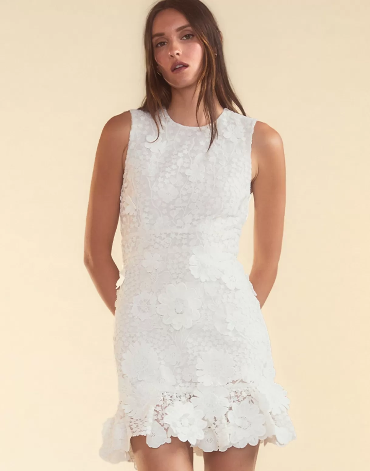 Dresses-Cynthia Rowley Blooming Lace Cocktail Dress White