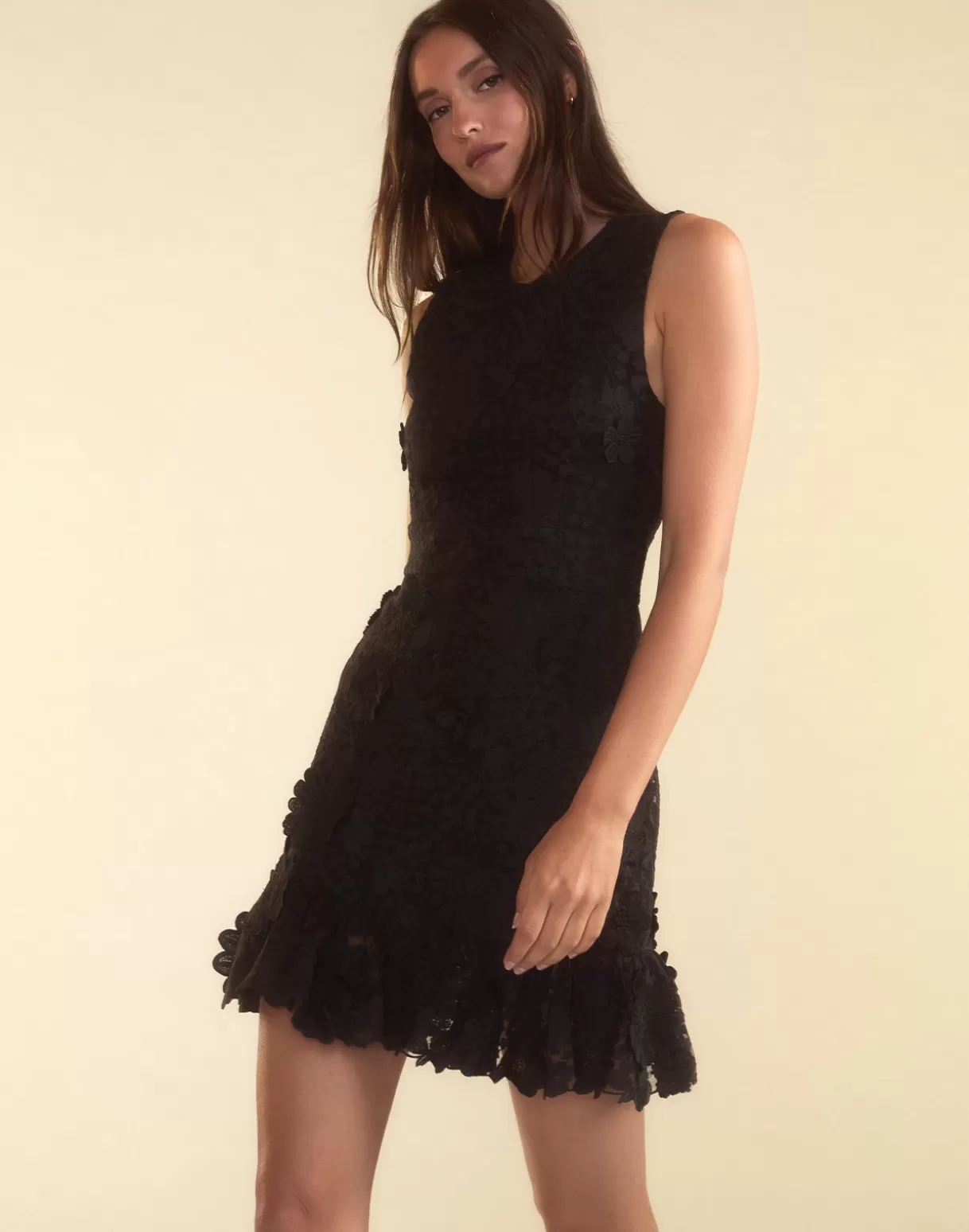 Dresses-Cynthia Rowley Blooming Lace Cocktail Dress BLACK