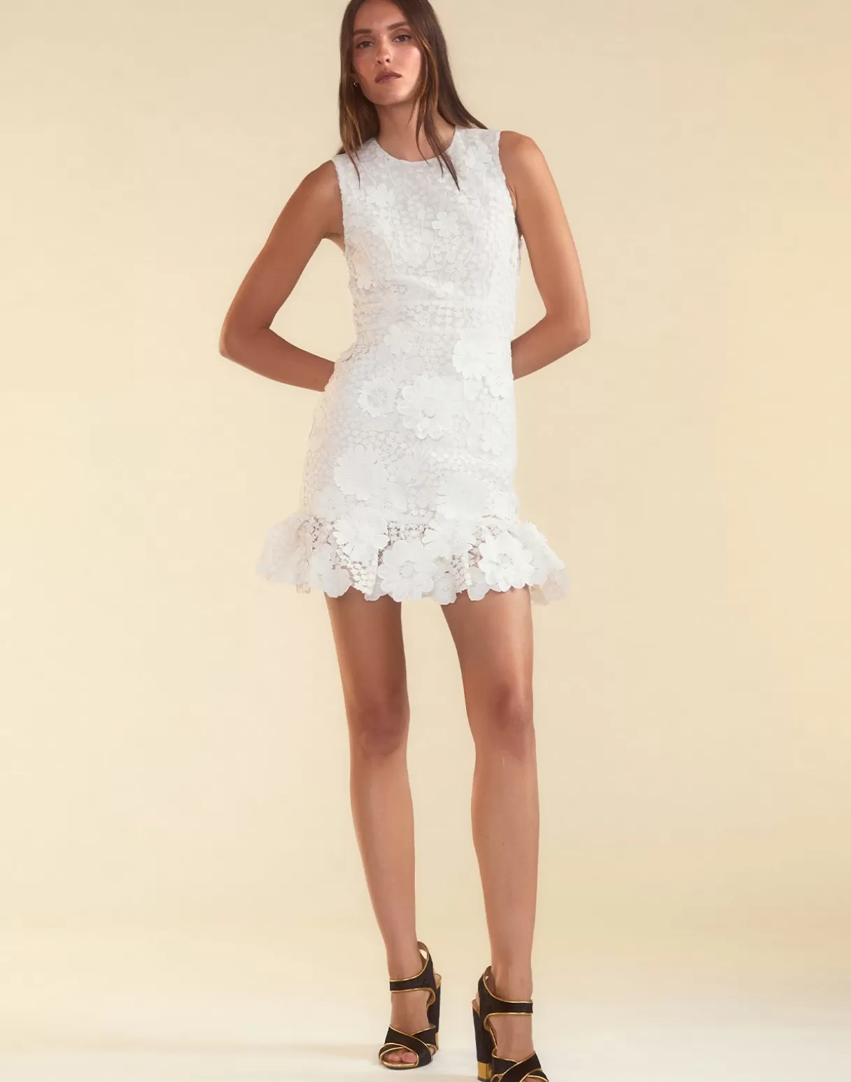 Dresses-Cynthia Rowley Blooming Lace Cocktail Dress White