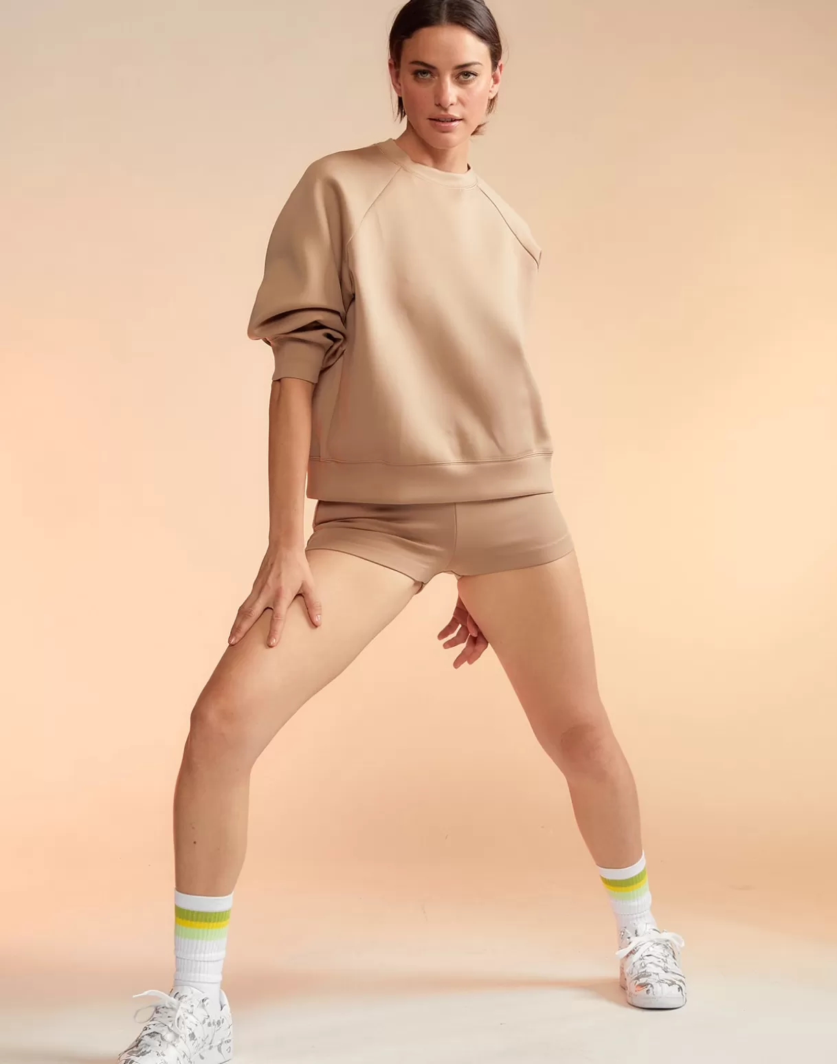 All Sport-Cynthia Rowley Bonded Basics Shorts CAMEL