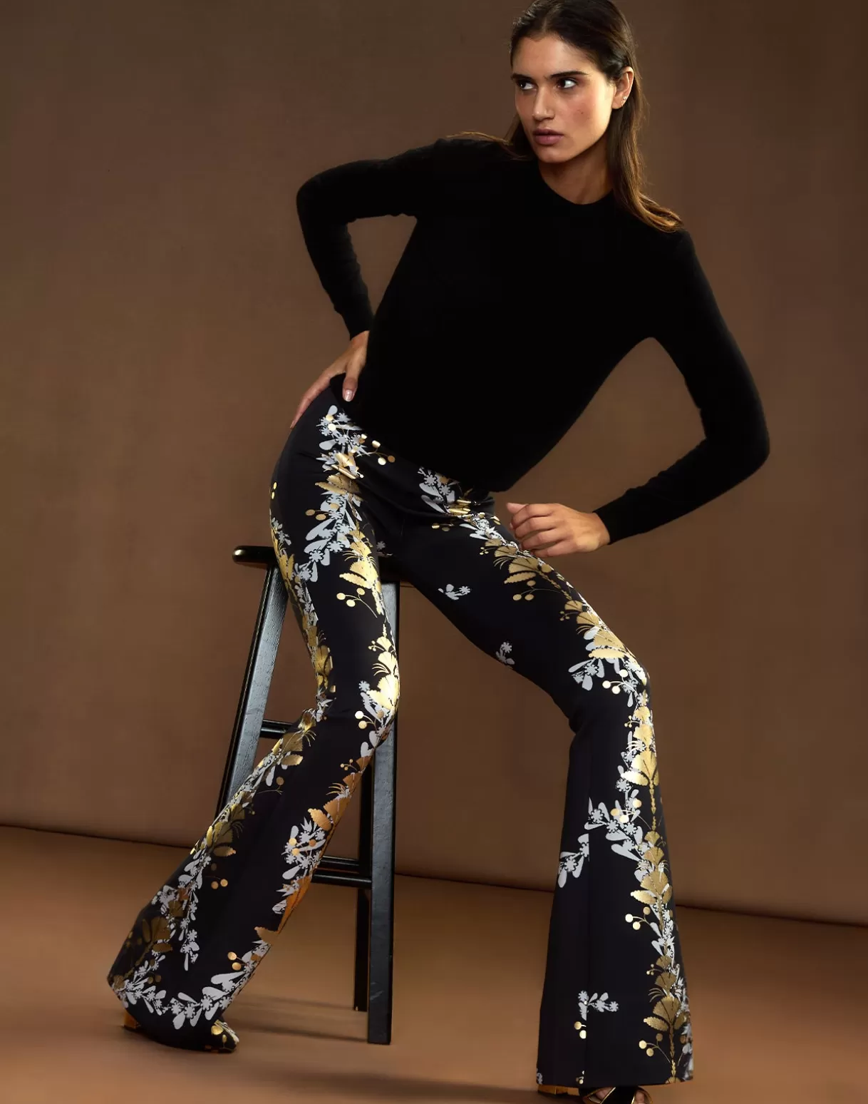 Bottoms-Cynthia Rowley Bonded Fit and Flare Pant BLKGD