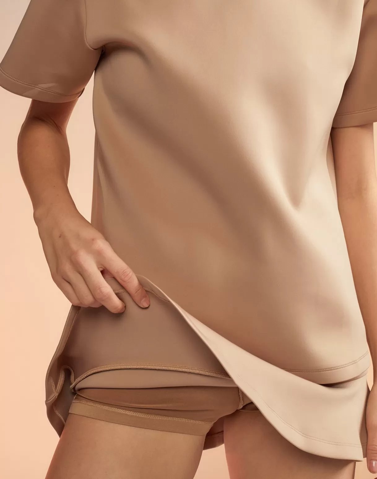 All Sport-Cynthia Rowley Bonded Mini Skirt CAMEL
