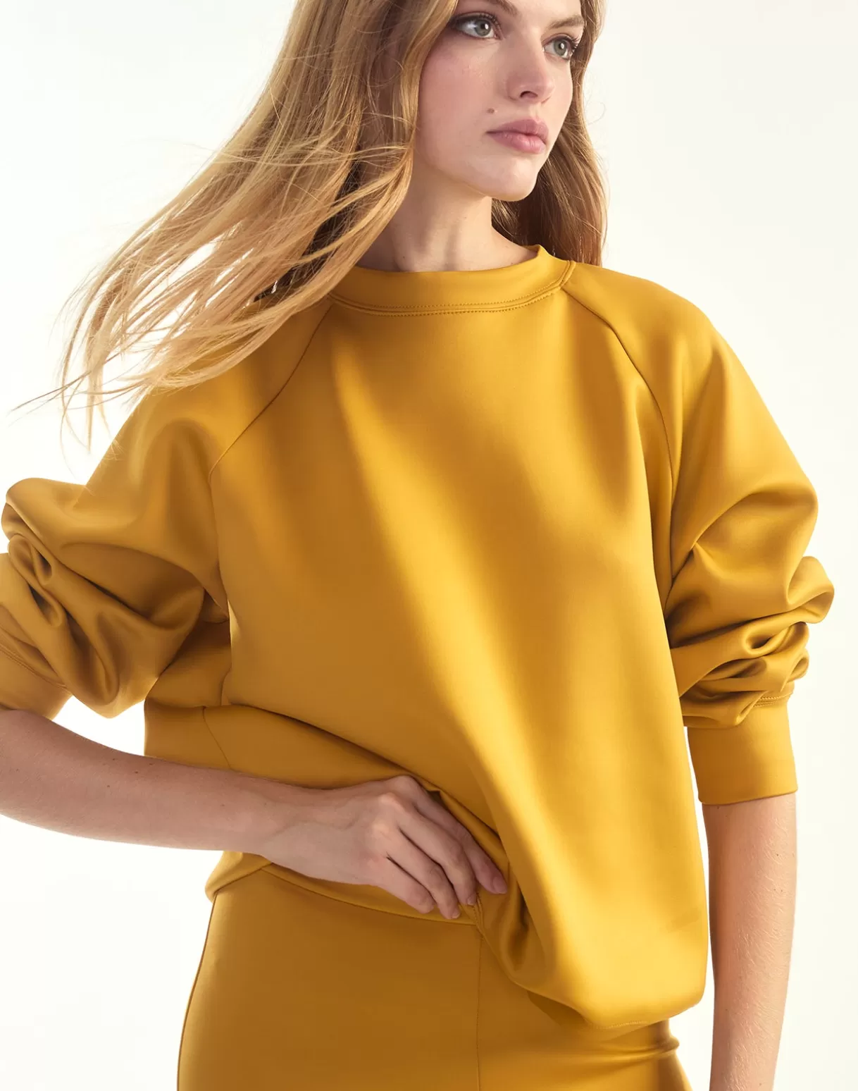 All Sport-Cynthia Rowley Bonded Pullover Sweatshirt GLDYLW