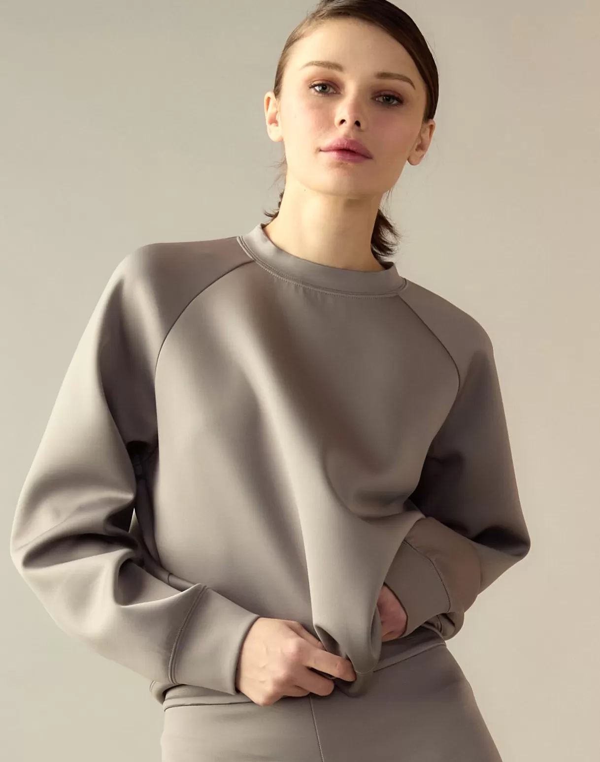 All Sport-Cynthia Rowley Bonded Pullover Sweatshirt GRAY
