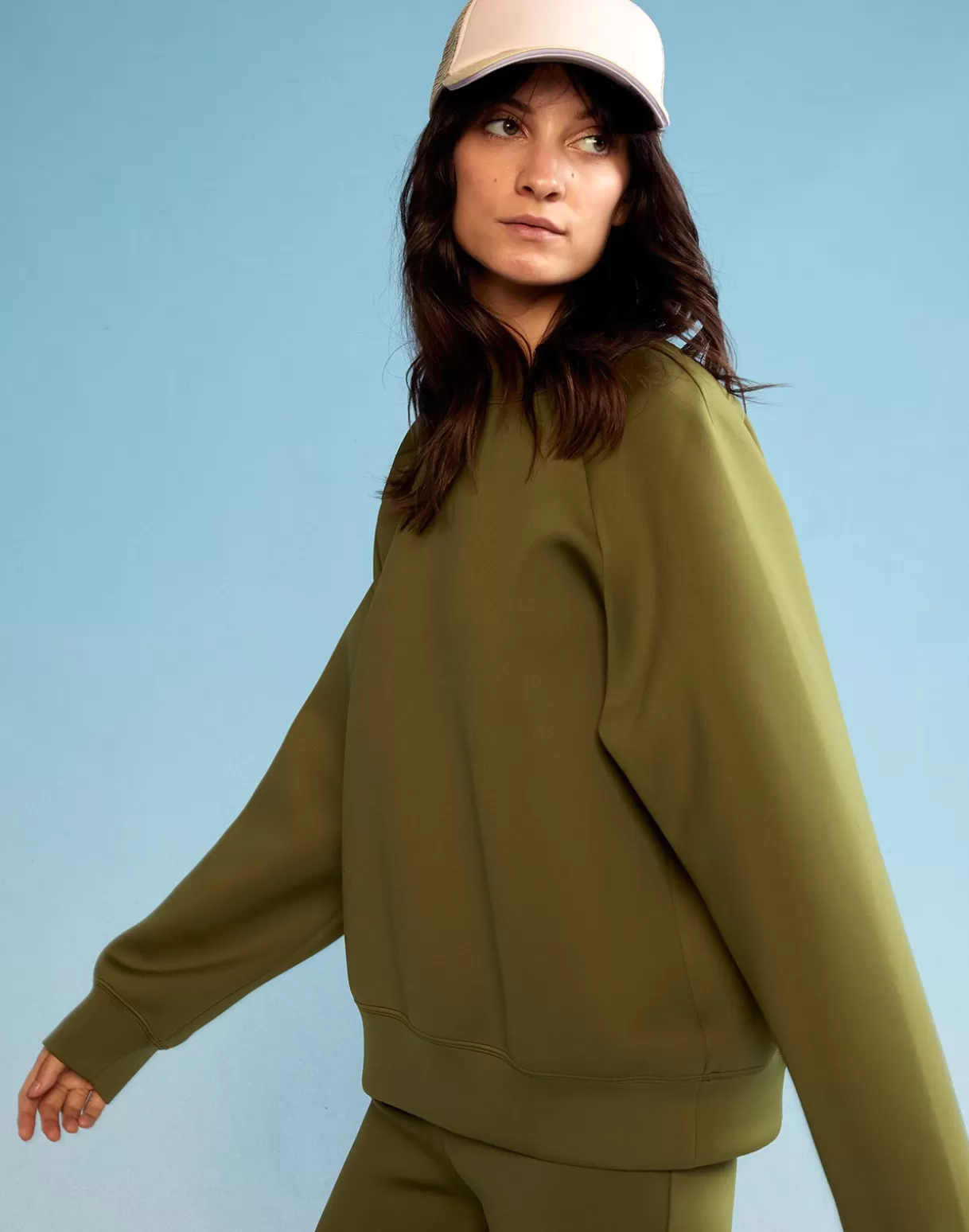 All Sport-Cynthia Rowley Bonded Pullover Sweatshirt DRKGR