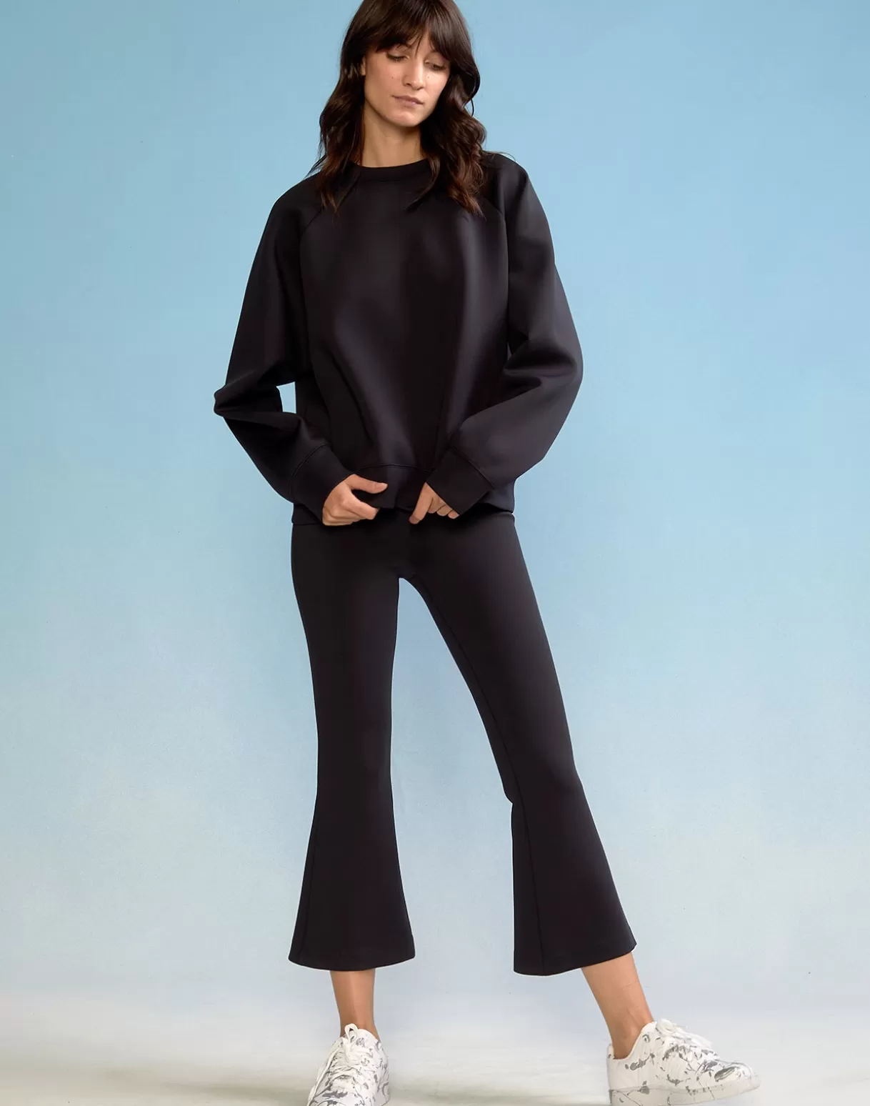 All Sport-Cynthia Rowley Bonded Pullover Sweatshirt BLACK