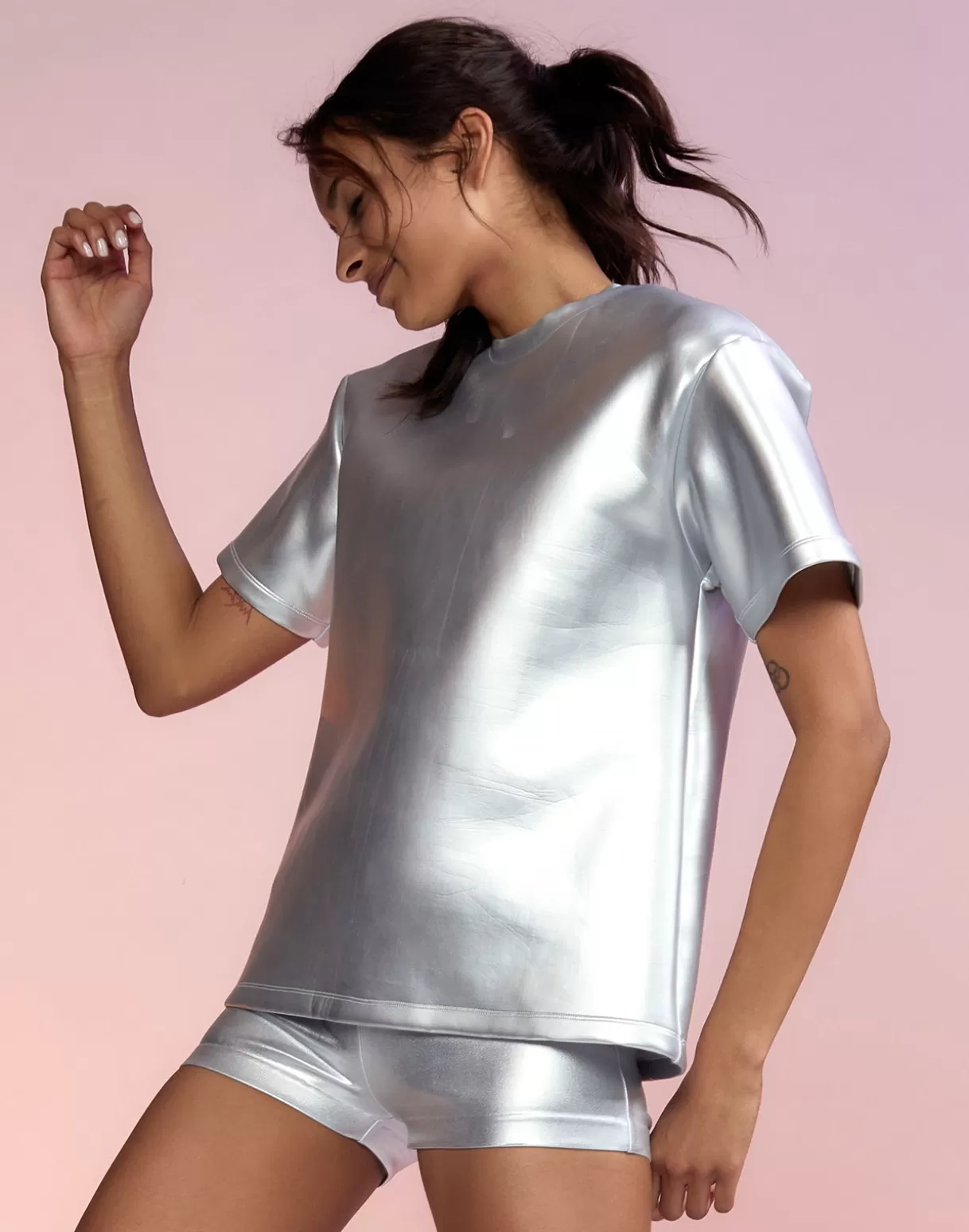 All Sport-Cynthia Rowley Bonded Tee Silver
