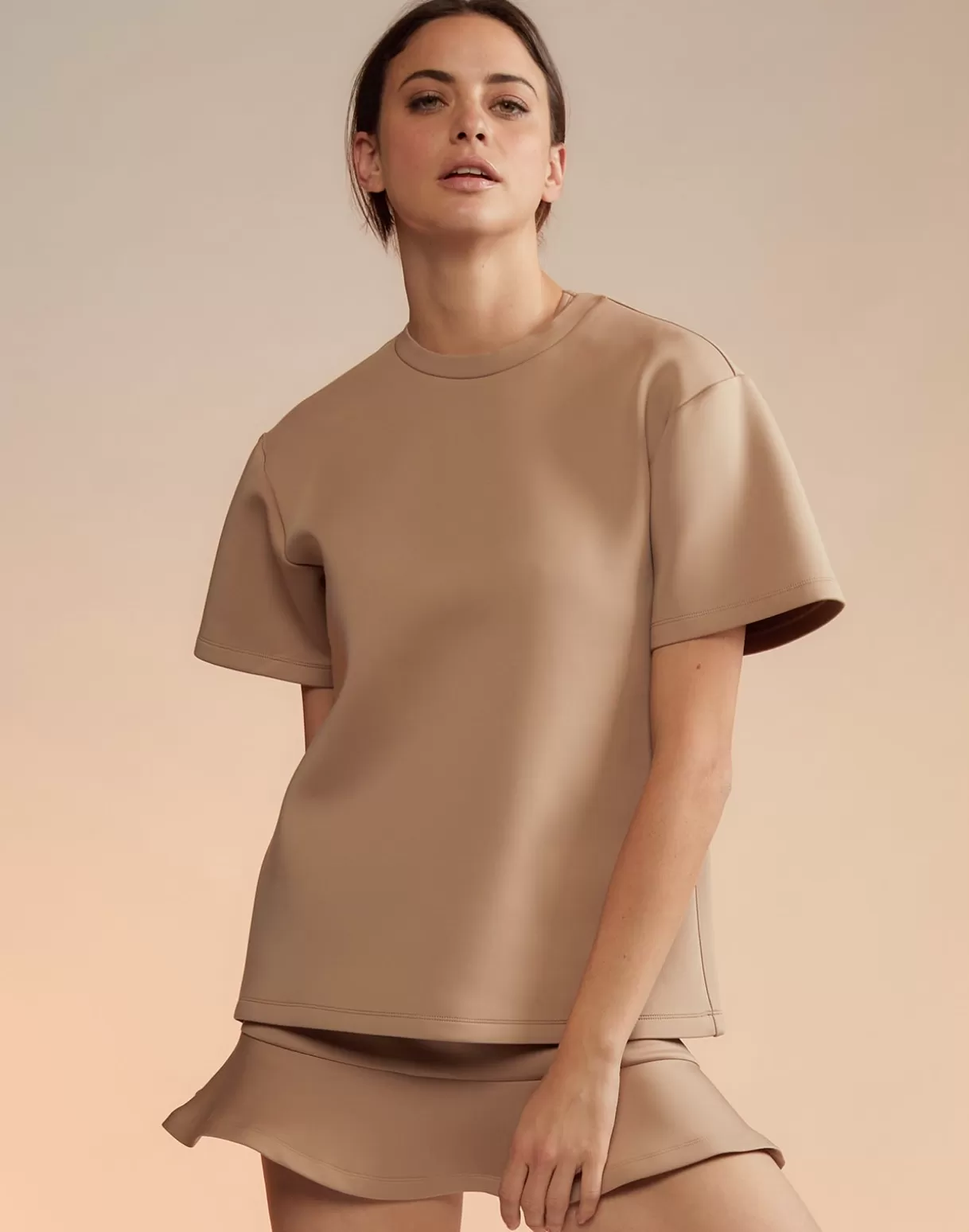 All Sport-Cynthia Rowley Bonded Tee CAMEL
