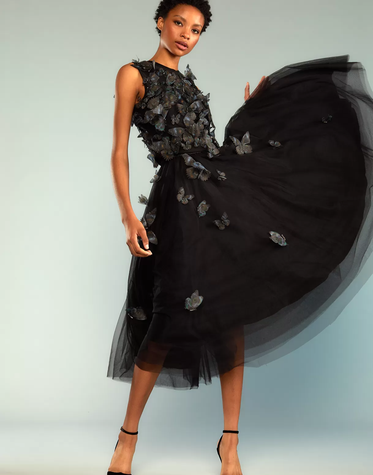 Bottoms-Cynthia Rowley Butterfly Tulle Skirt BLACK