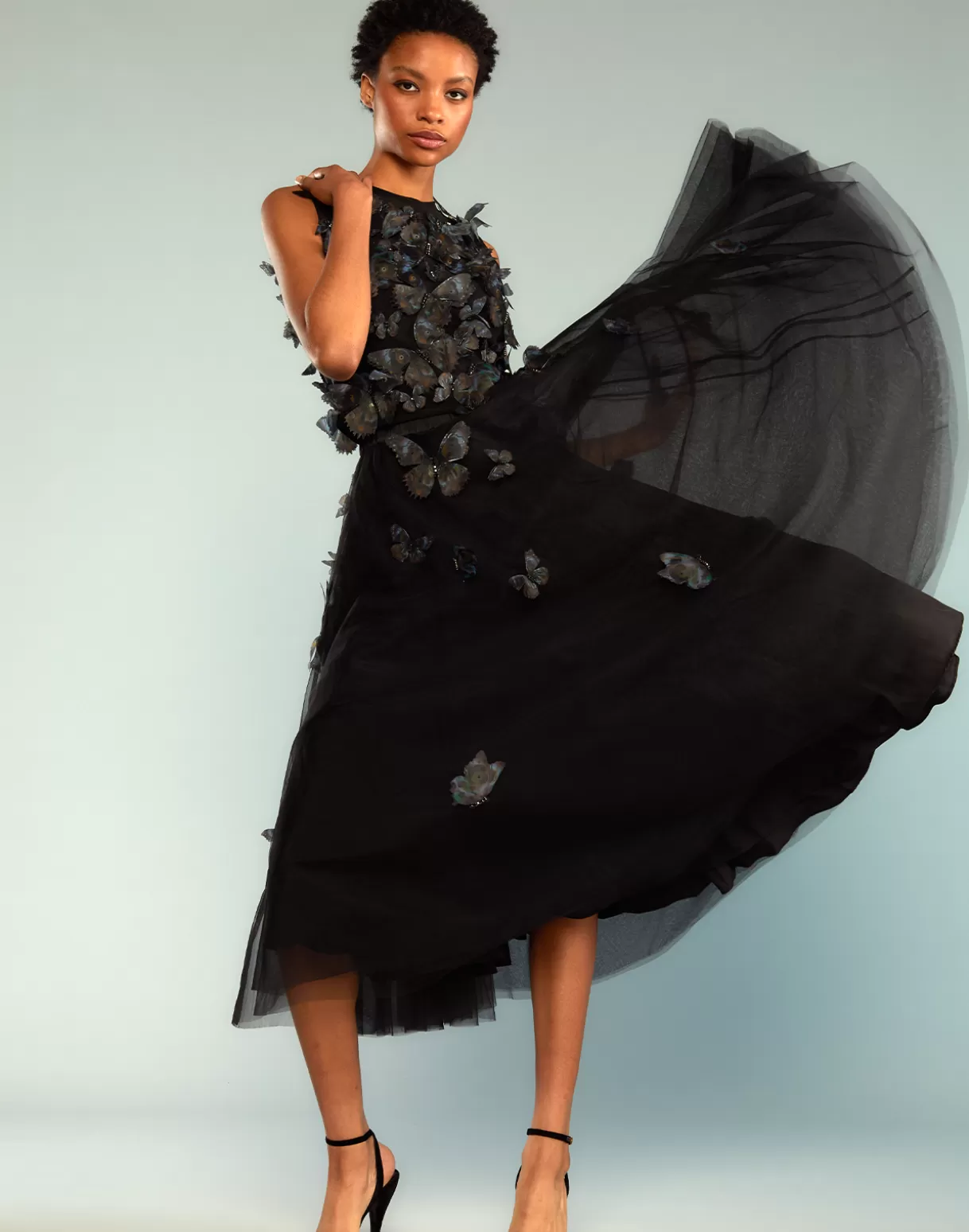 Bottoms-Cynthia Rowley Butterfly Tulle Skirt BLACK