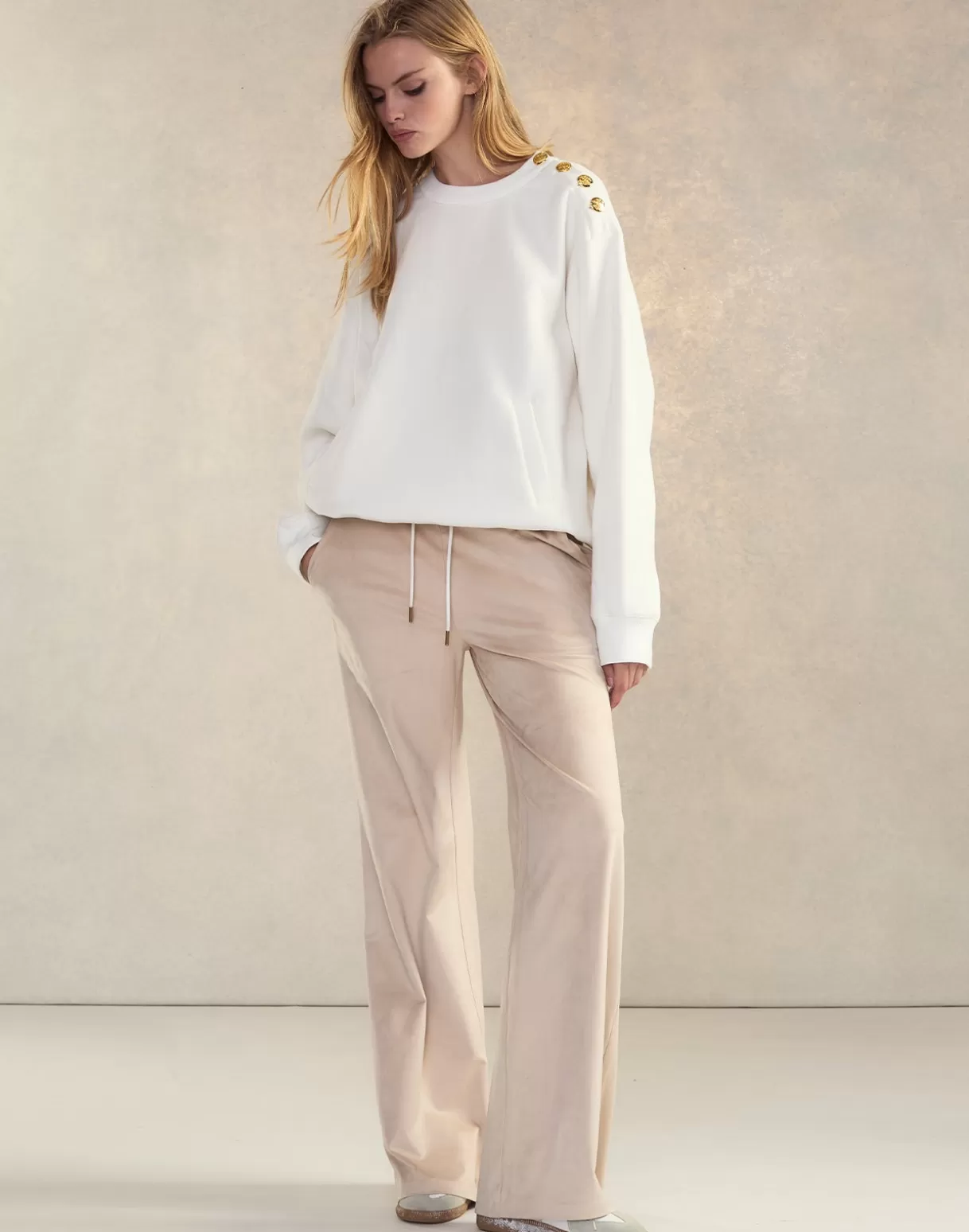Tops-Cynthia Rowley Button Up Sweatshirt White