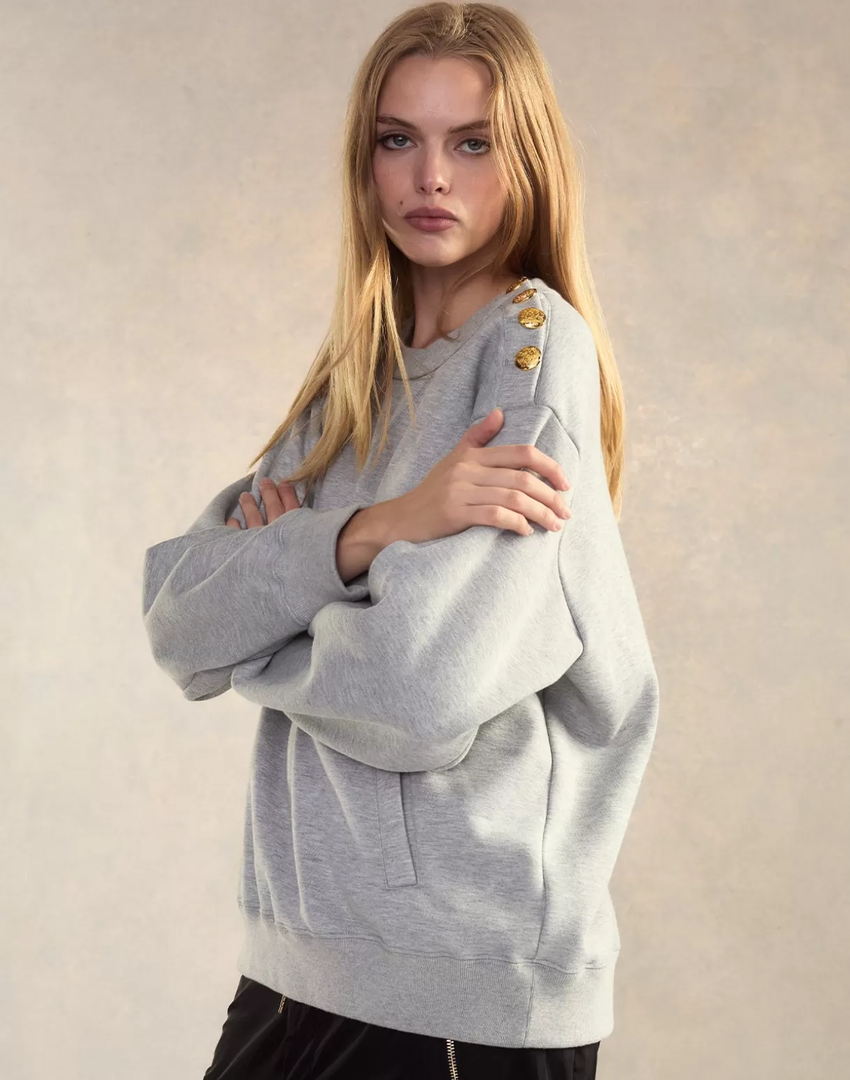 Tops-Cynthia Rowley Button Up Sweatshirt HGREY