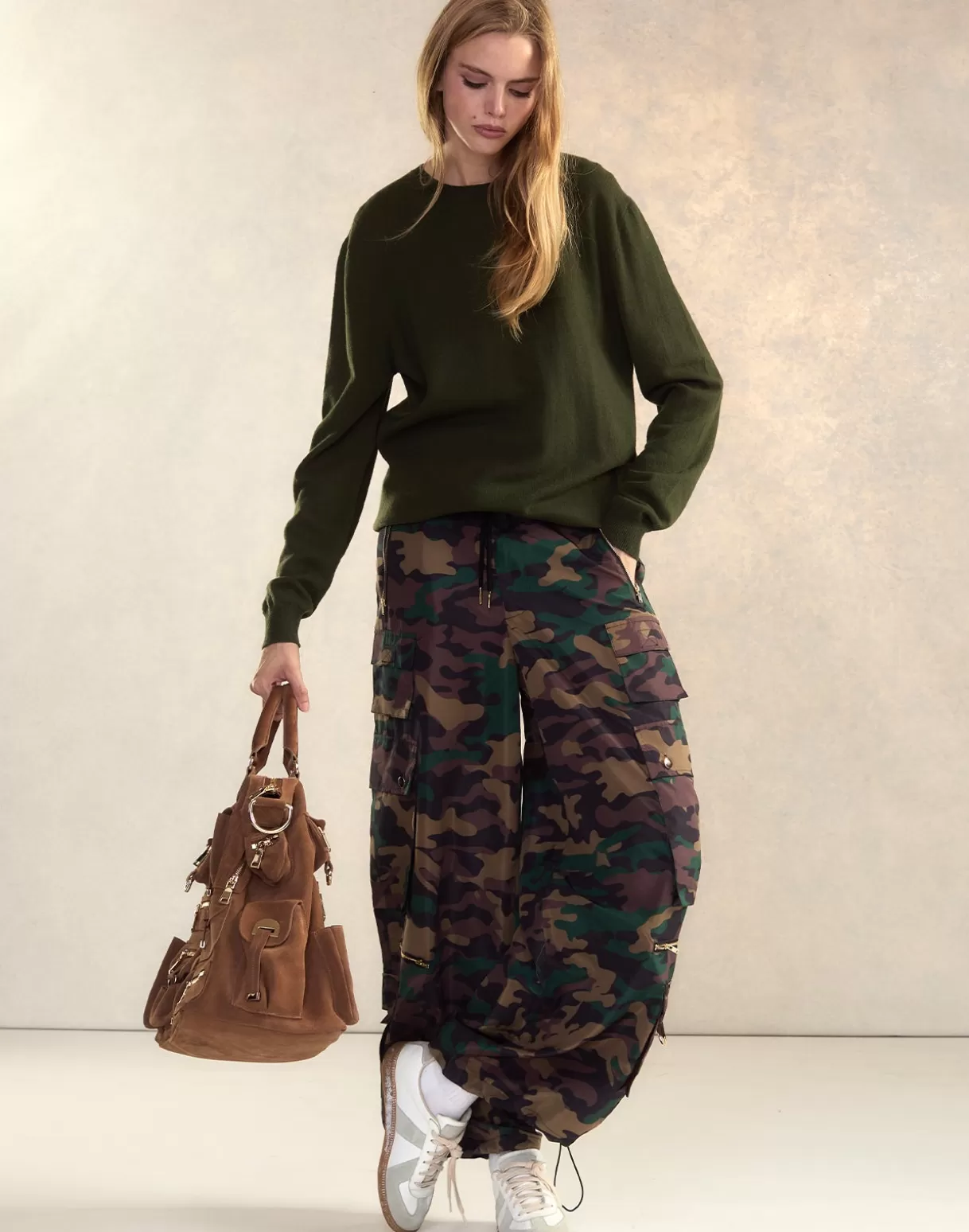 Bottoms-Cynthia Rowley Camouflage Cargo Pants GRNCAM