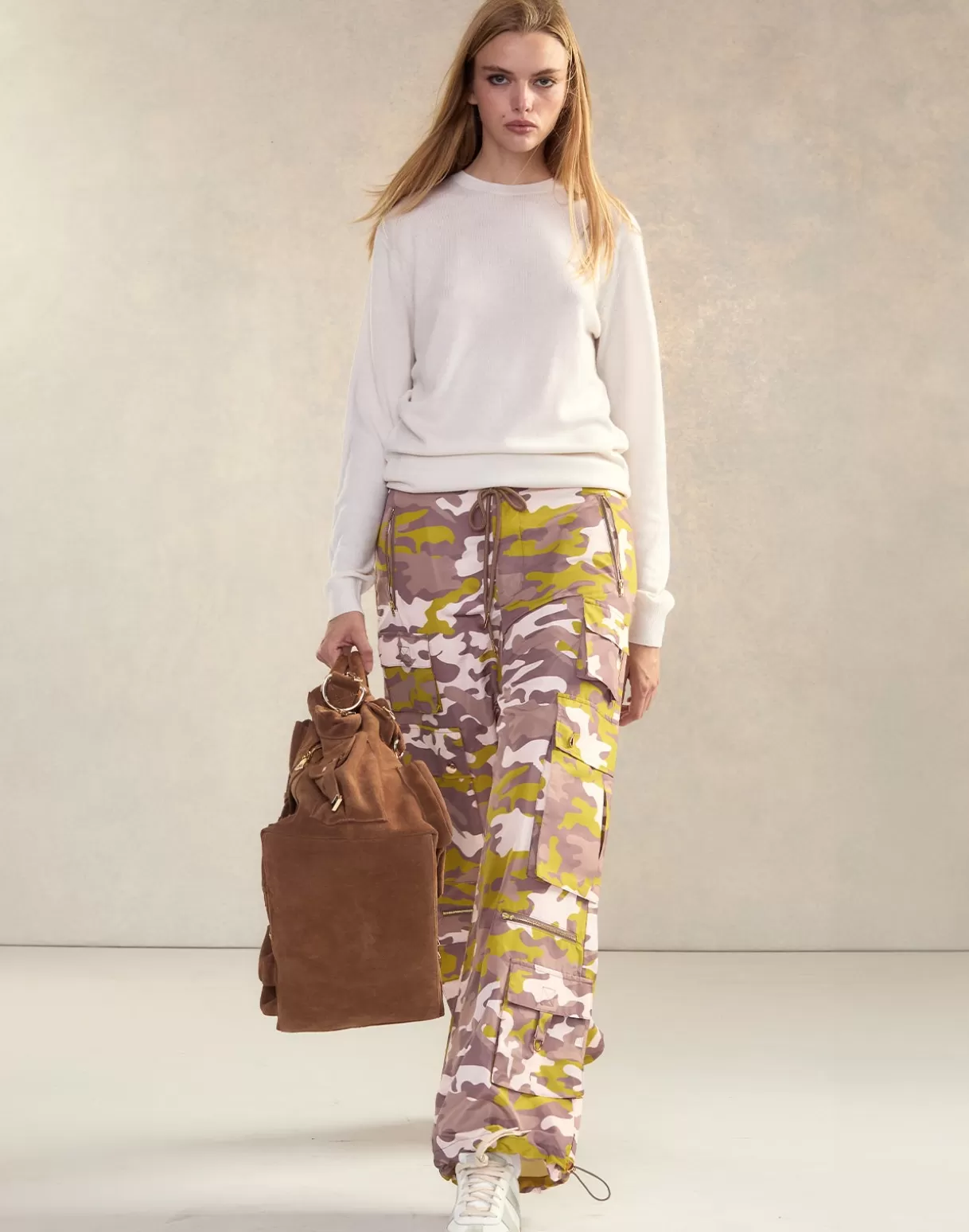 Bottoms-Cynthia Rowley Camouflage Cargo Pants PNKCMO