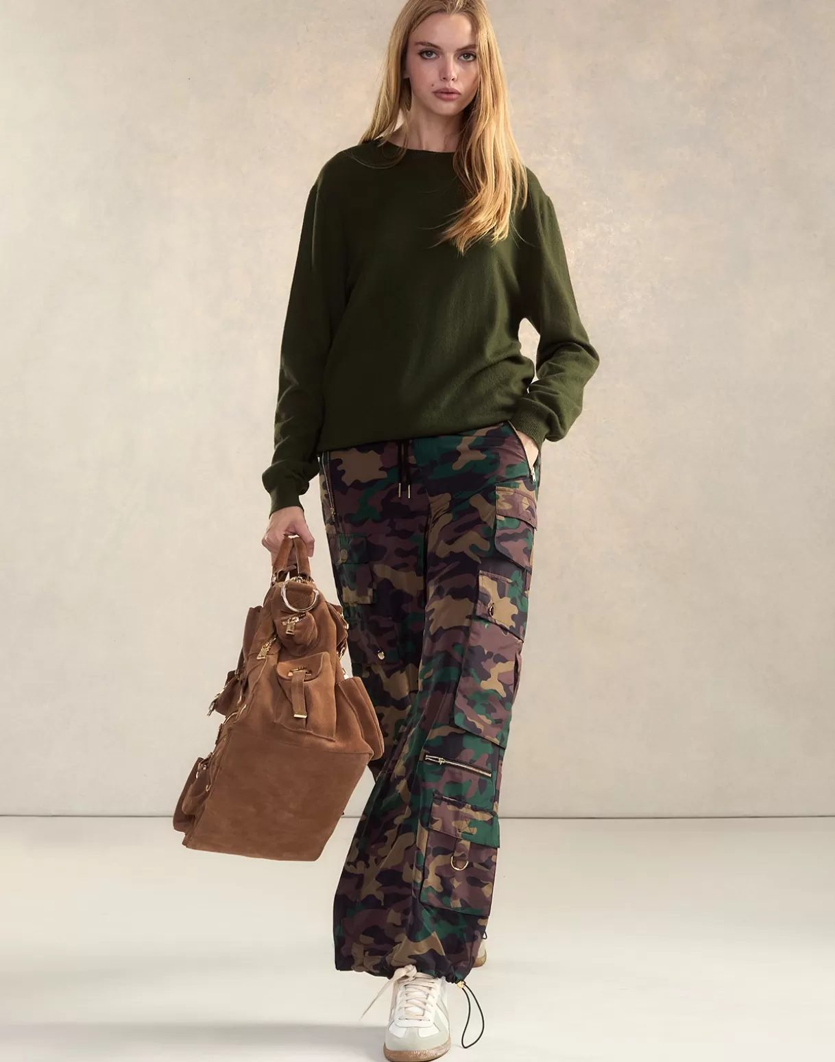 Bottoms-Cynthia Rowley Camouflage Cargo Pants GRNCAM