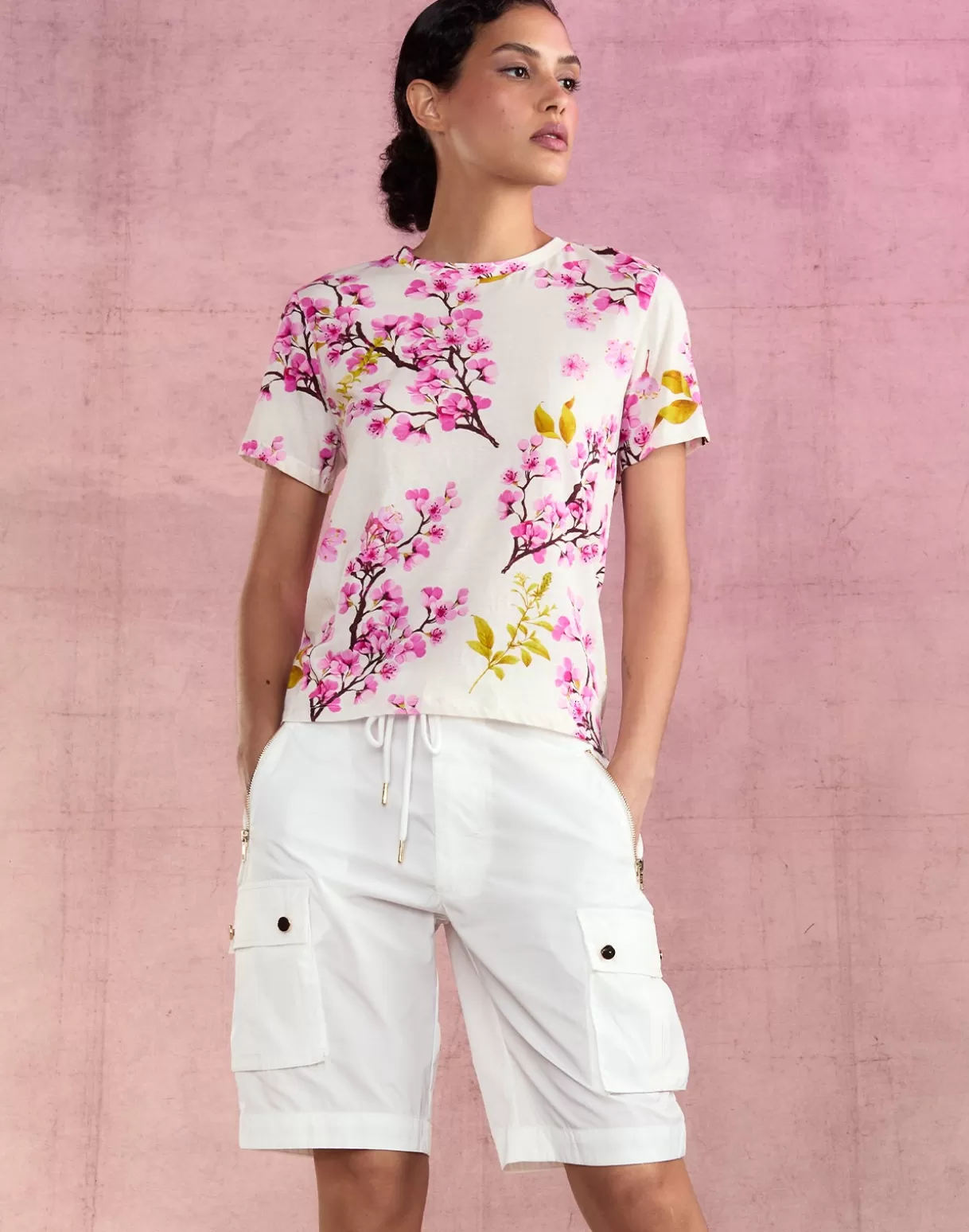 Bottoms-Cynthia Rowley Cargo Board Shorts White