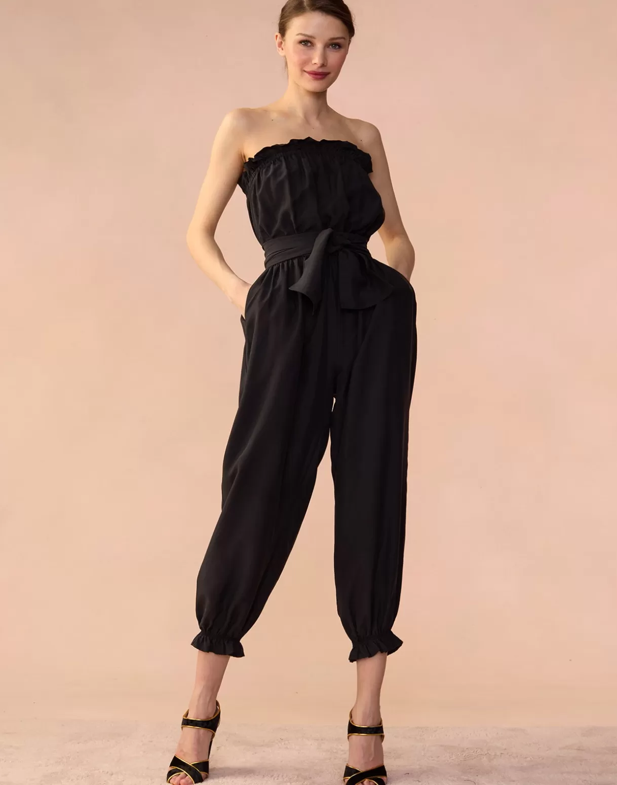 Bottoms-Cynthia Rowley Cassis Jumpsuit BLACK