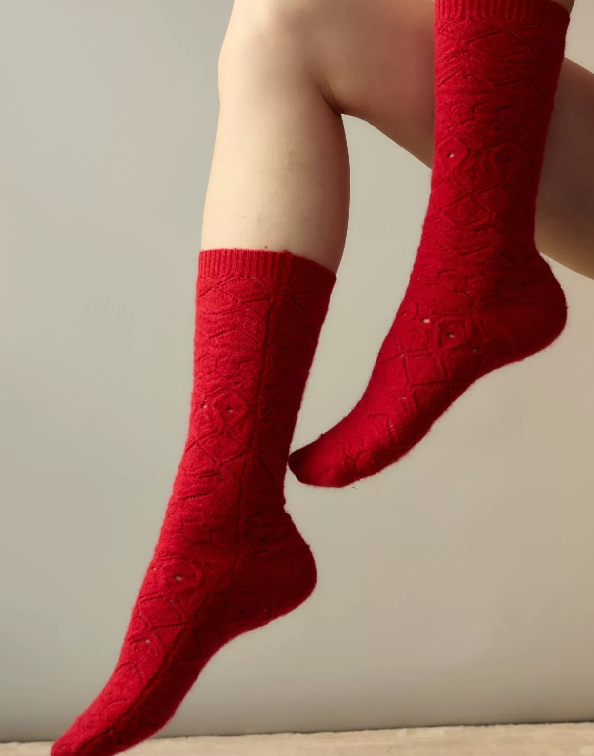Accessories | Accessories-Cynthia Rowley Crochet Wool Socks Red