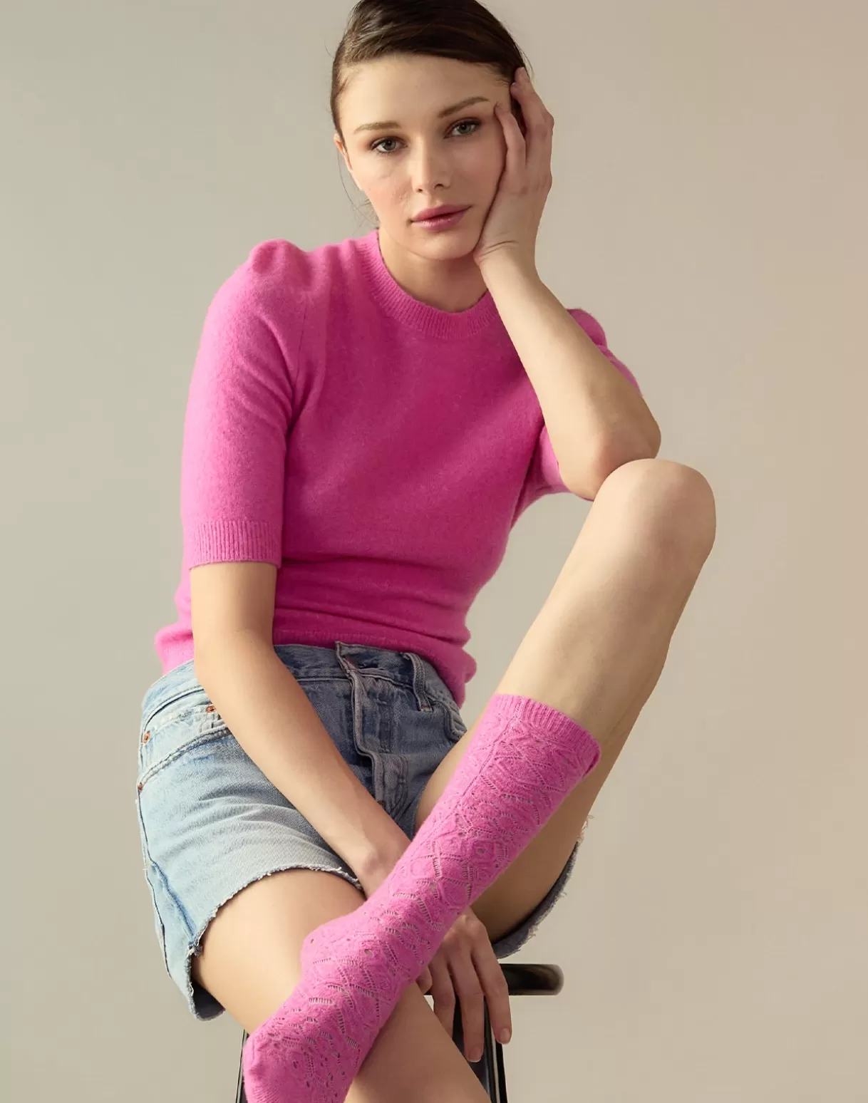 Accessories | Accessories-Cynthia Rowley Crochet Wool Socks PINK