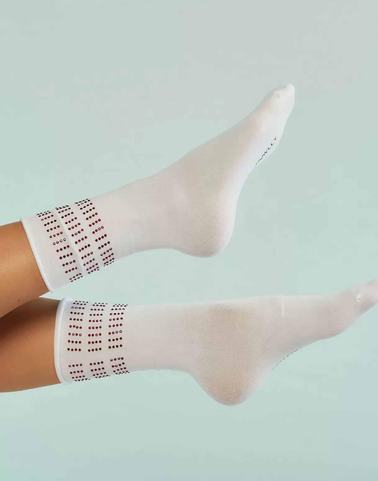 All Sport | Accessories-Cynthia Rowley Crystal Sport Socks WHTRED