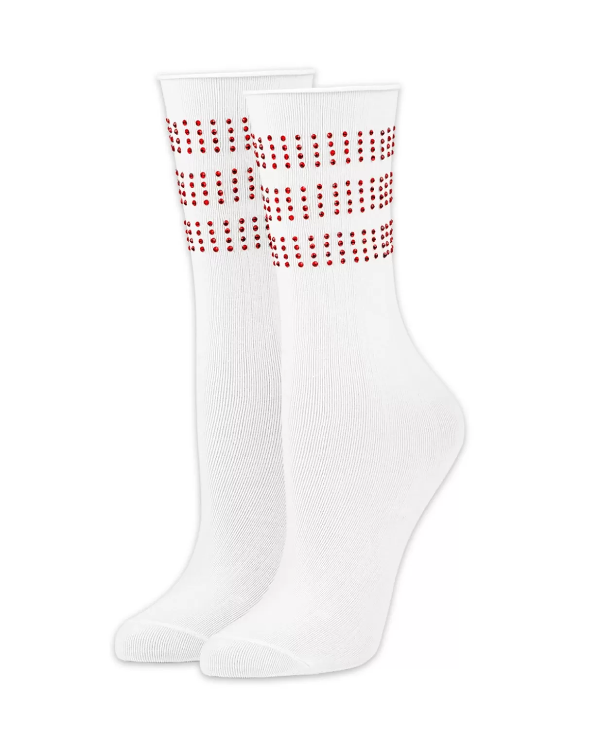 All Sport | Accessories-Cynthia Rowley Crystal Sport Socks WHTRED