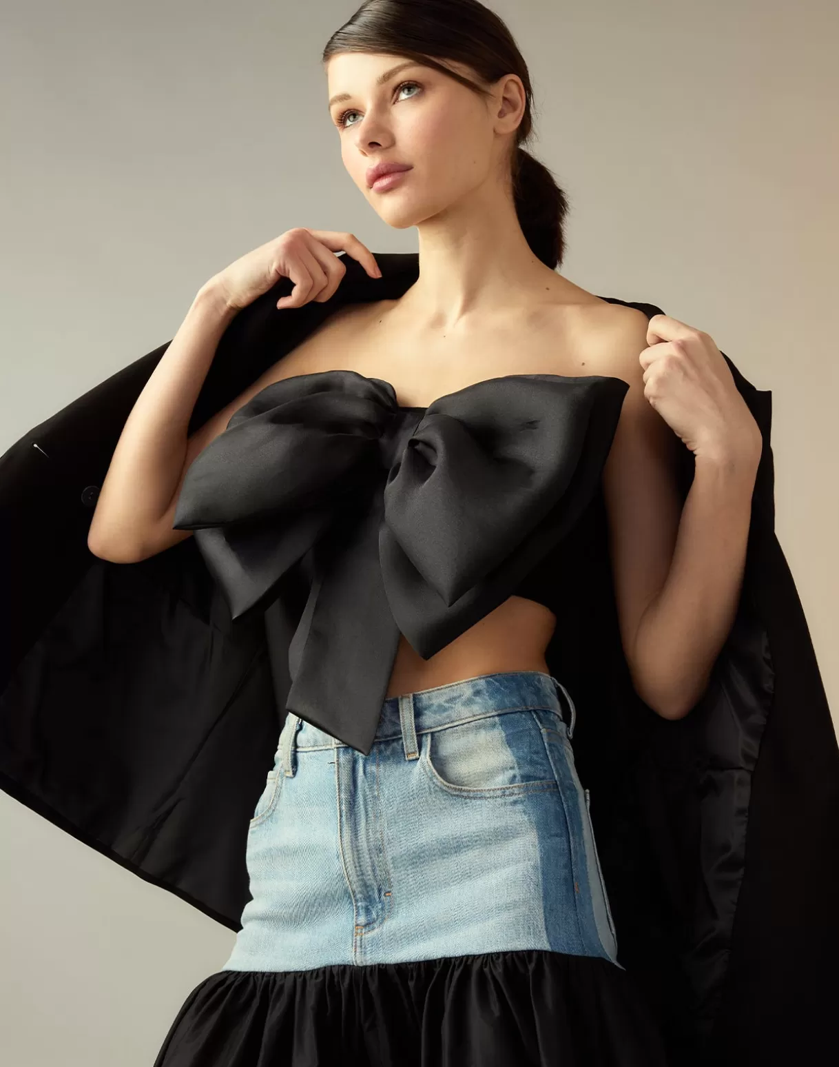 Tops-Cynthia Rowley Cupid's Bow Bandeau BLACK