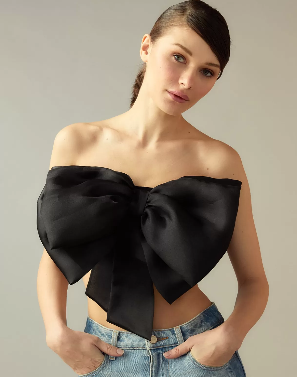 Tops-Cynthia Rowley Cupid's Bow Bandeau BLACK