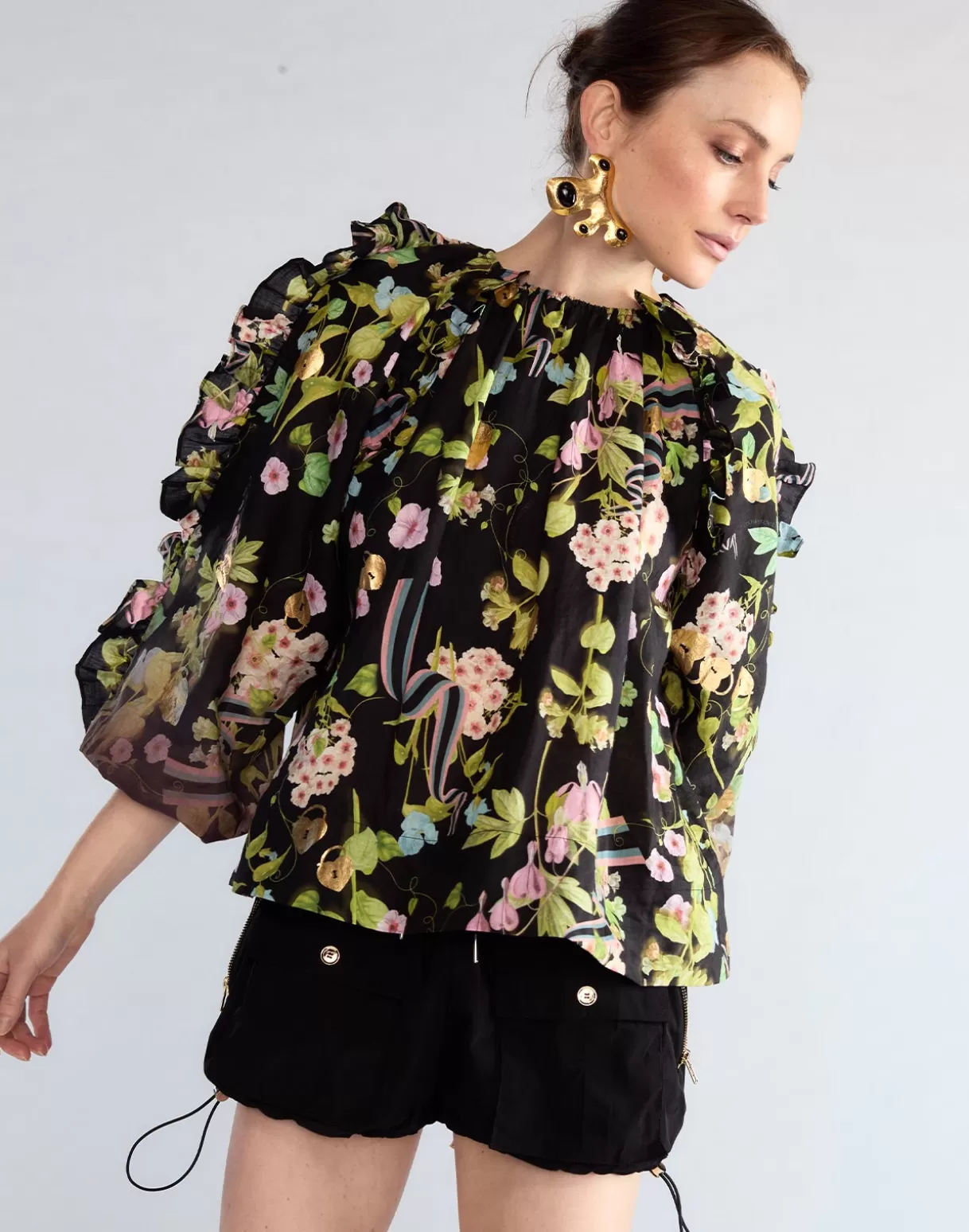 Tops-Cynthia Rowley Dawn Blouse BLKMT