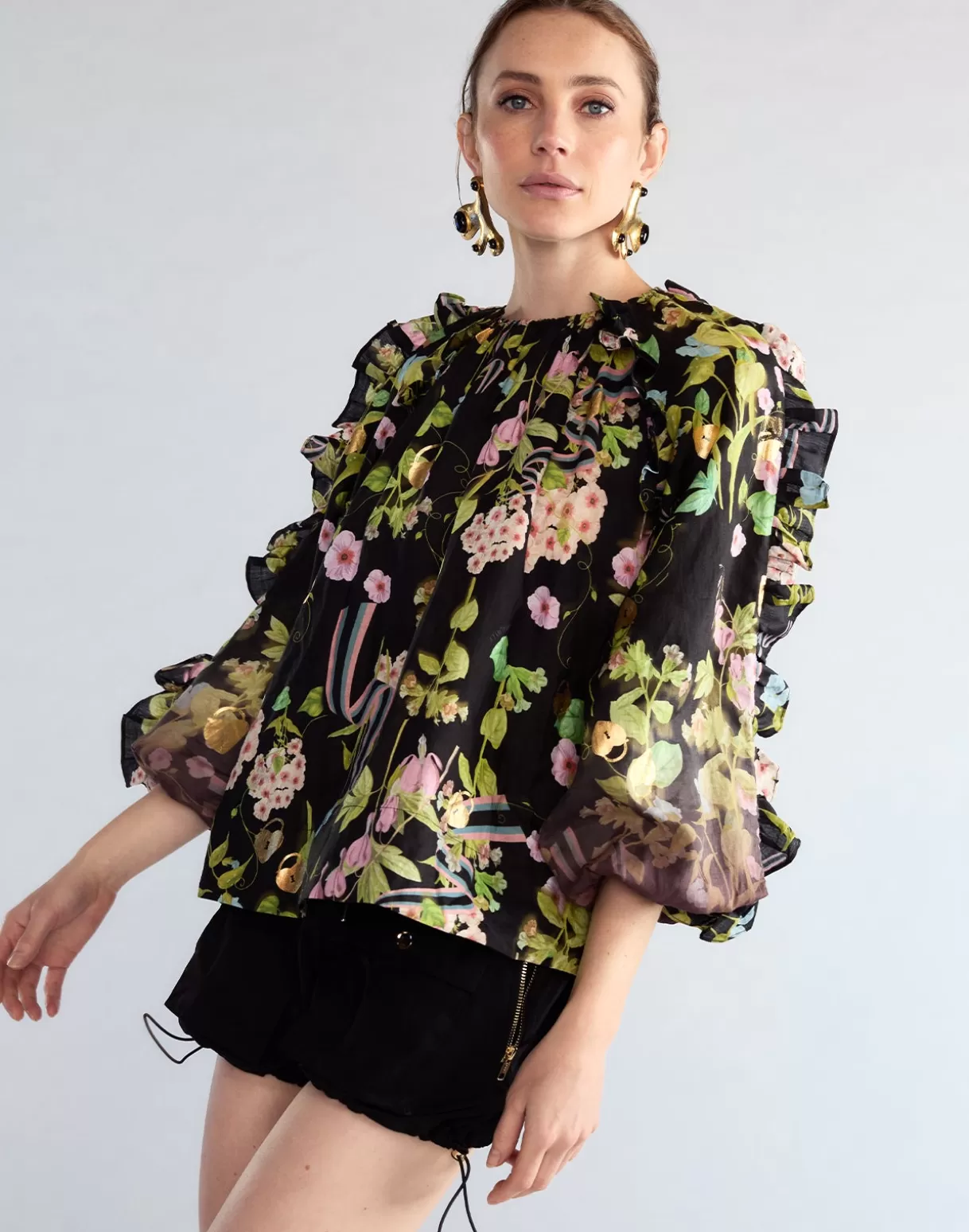 Tops-Cynthia Rowley Dawn Blouse BLKMT